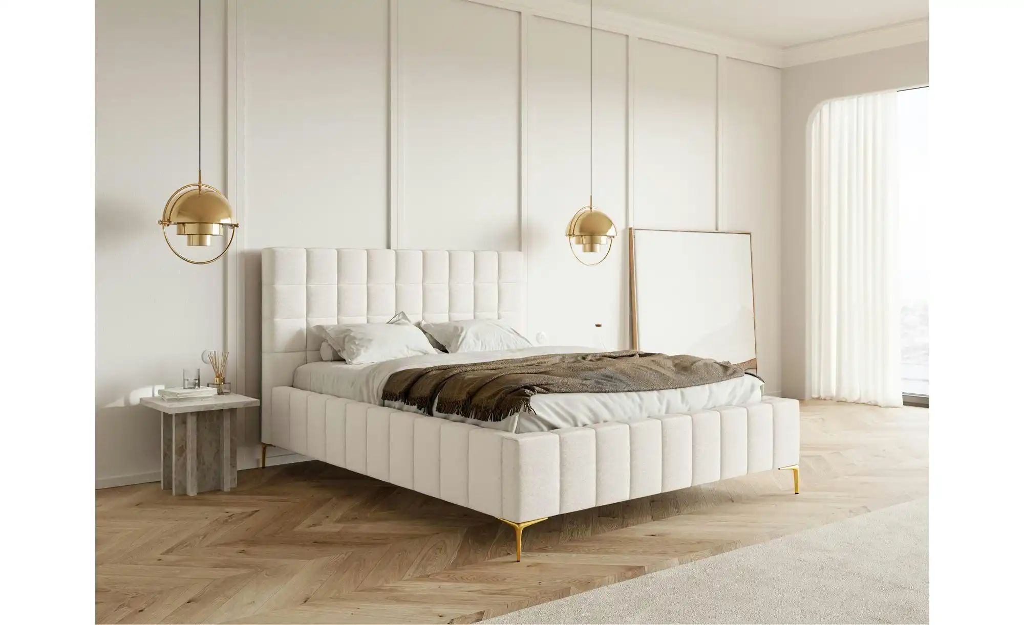 Selsey Polsterbett mit Bettkasten Szejlo ¦ creme ¦ Maße (cm): B: 180 H: 126 günstig online kaufen