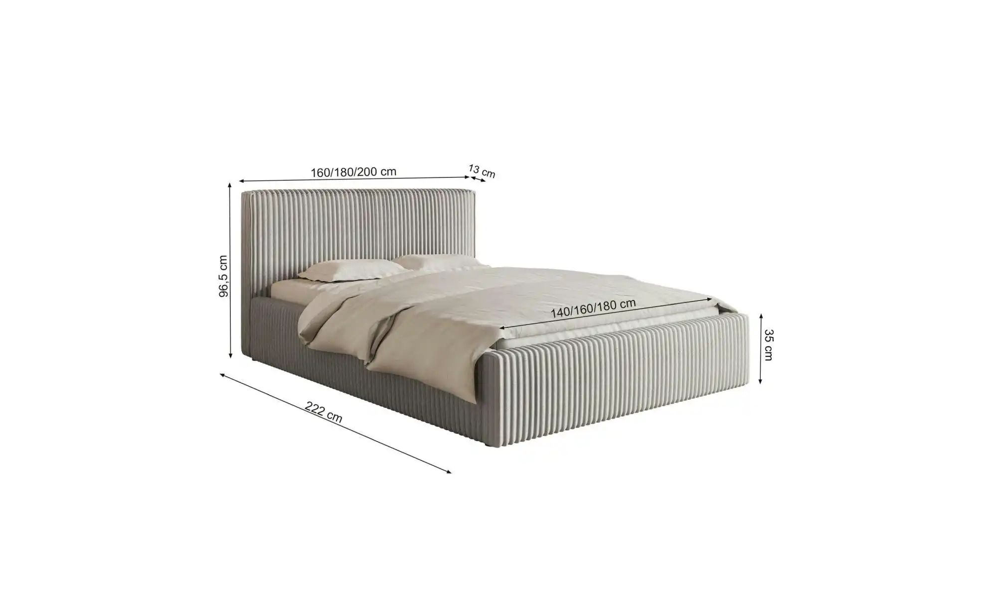 Polsterbett mit Bettkasten   ¦ creme ¦ Maße (cm): B: 160 H: 96,5 Betten > P günstig online kaufen