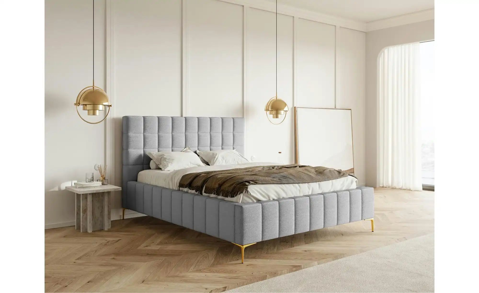 Selsey Polsterbett mit Bettkasten Szejlo ¦ grau ¦ Maße (cm): B: 180 H: 126 günstig online kaufen