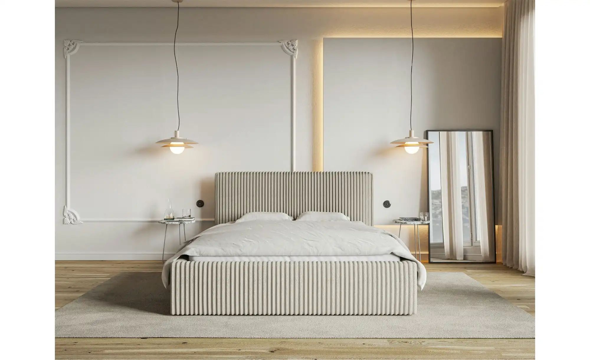 Polsterbett mit Bettkasten   ¦ beige ¦ Maße (cm): B: 160 H: 96,5 Betten > P günstig online kaufen