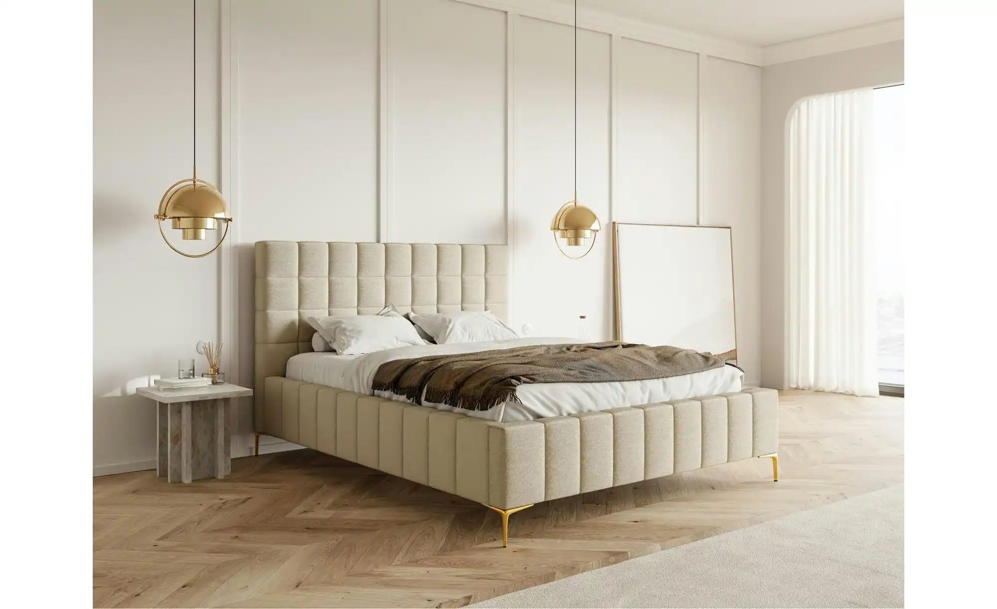 Selsey Polsterbett mit Bettkasten Szejlo ¦ beige ¦ Maße (cm): B: 180 H: 126 günstig online kaufen