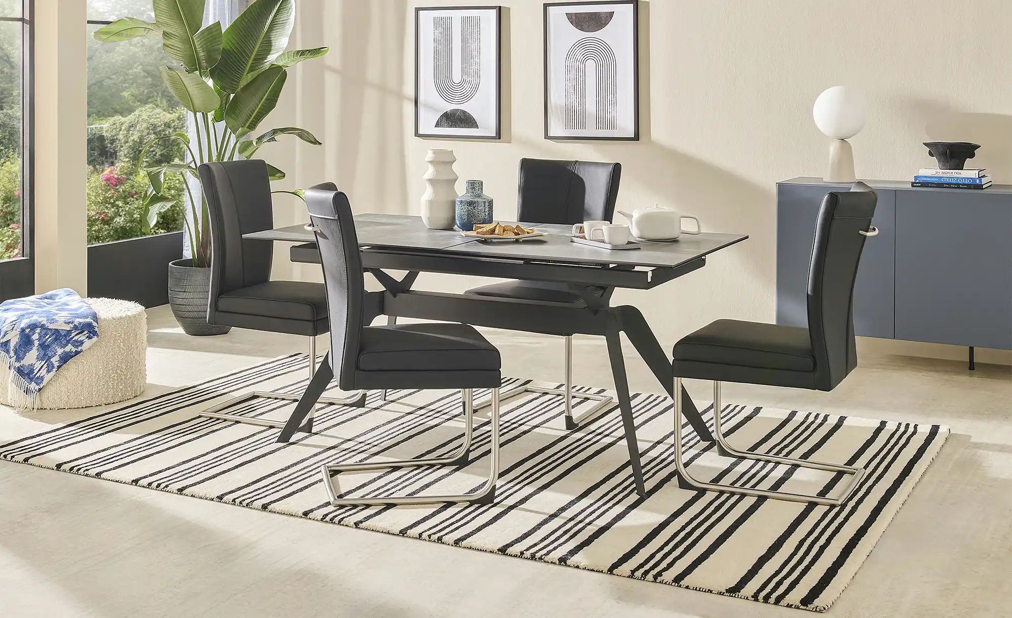 Thumbnail - uno Freischwinger  Steve 6 ¦ schwarz ¦ Maße (cm): B: 48 H: 98 T: 62.0 Stühle > Küchenstühle > Polster Küchenstühle - Höf...