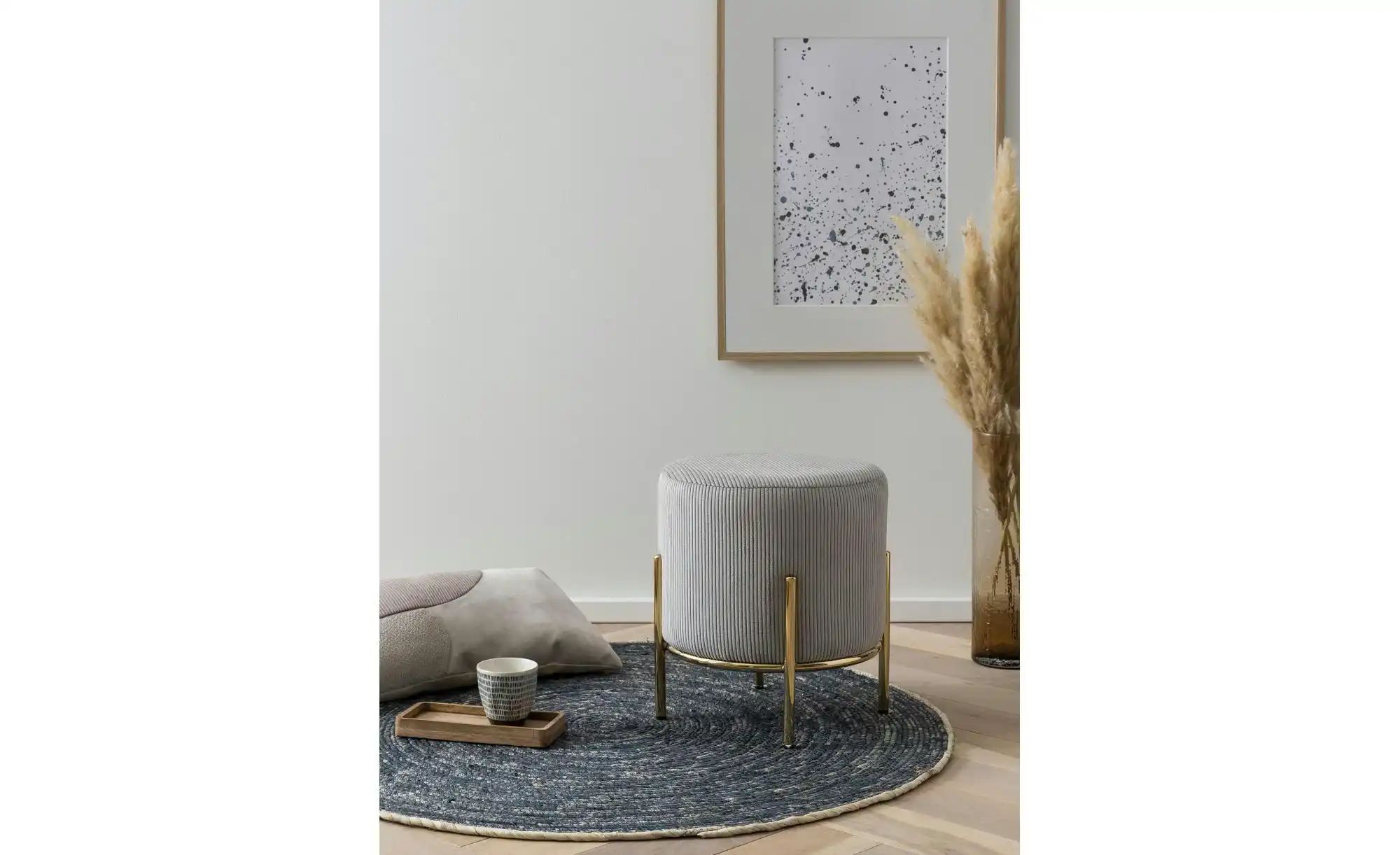 Hocker Cord Dejan ¦ grau Ø: 35 Polstermöbel > Hocker - Höffner günstig online kaufen