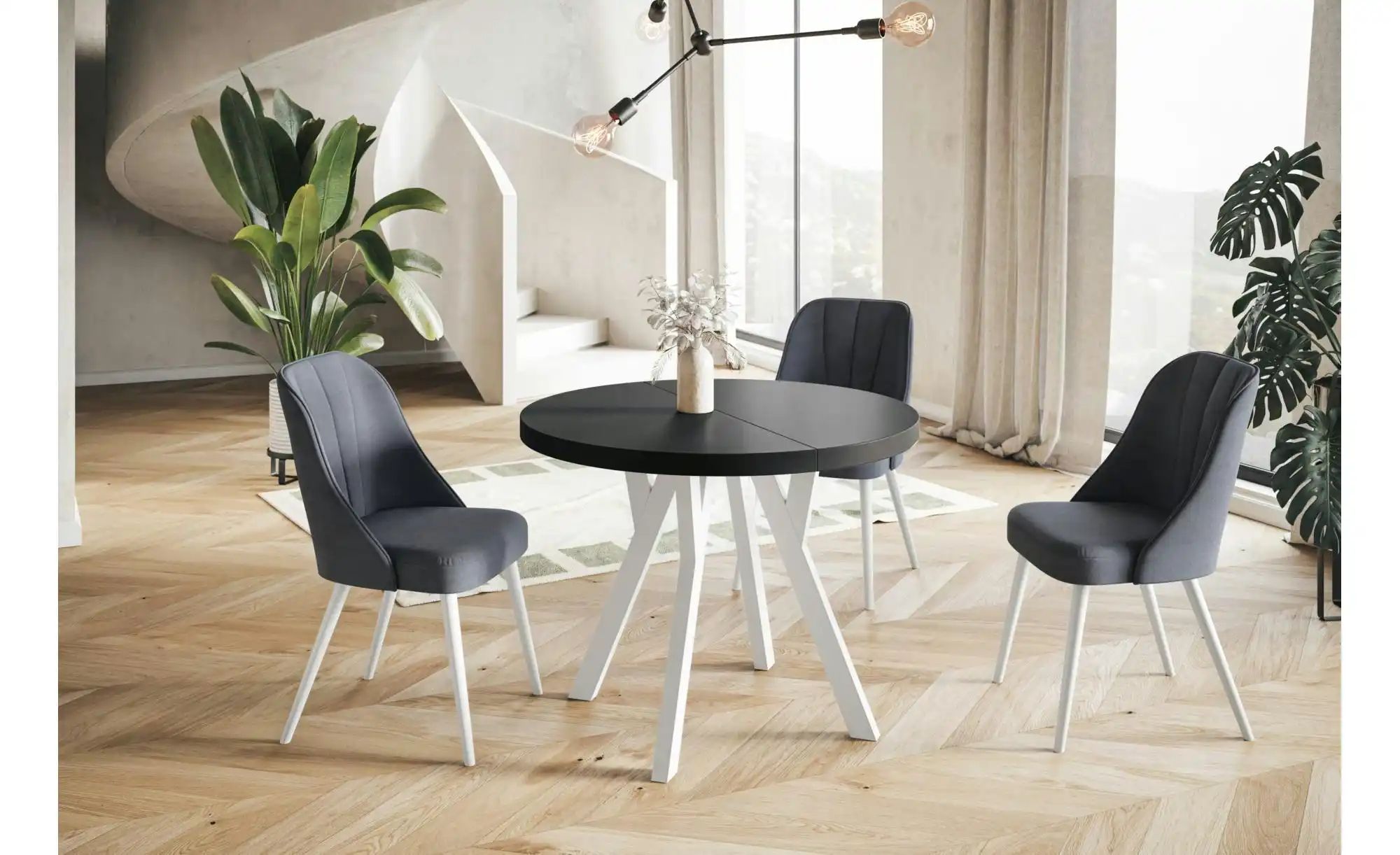 Esstisch ausziehbar Ove ¦ schwarz ¦ Maße (cm): B: 80 H: 77  Ø: 80 Tische > günstig online kaufen