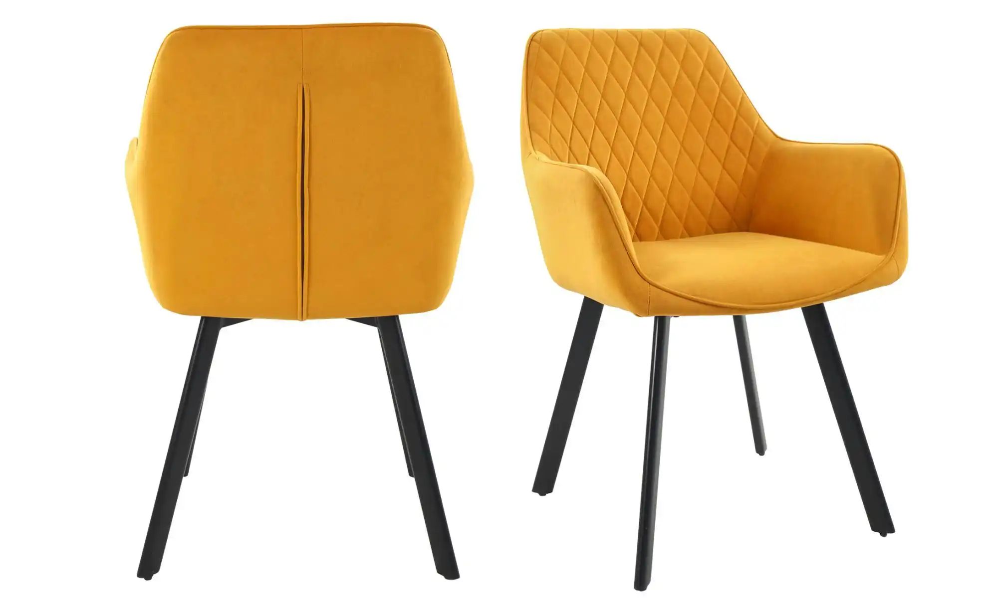 Armlehnstuhl 2er-Set   ¦ gelb ¦ Maße (cm): B: 61 H: 82 Stühle > Polsterstüh günstig online kaufen