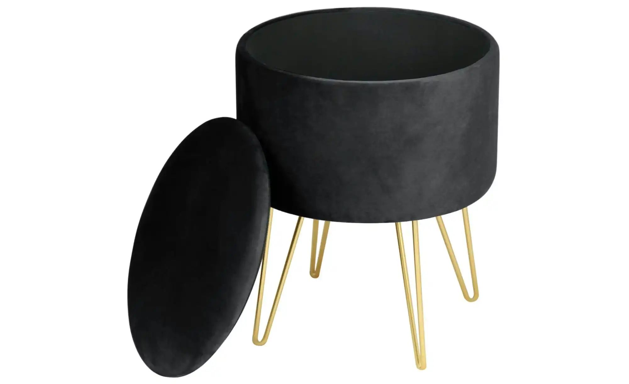 Pouf mit Stauraum Lelia ¦ schwarz Ø: 35 Polstermöbel > Hocker - Höffner günstig online kaufen