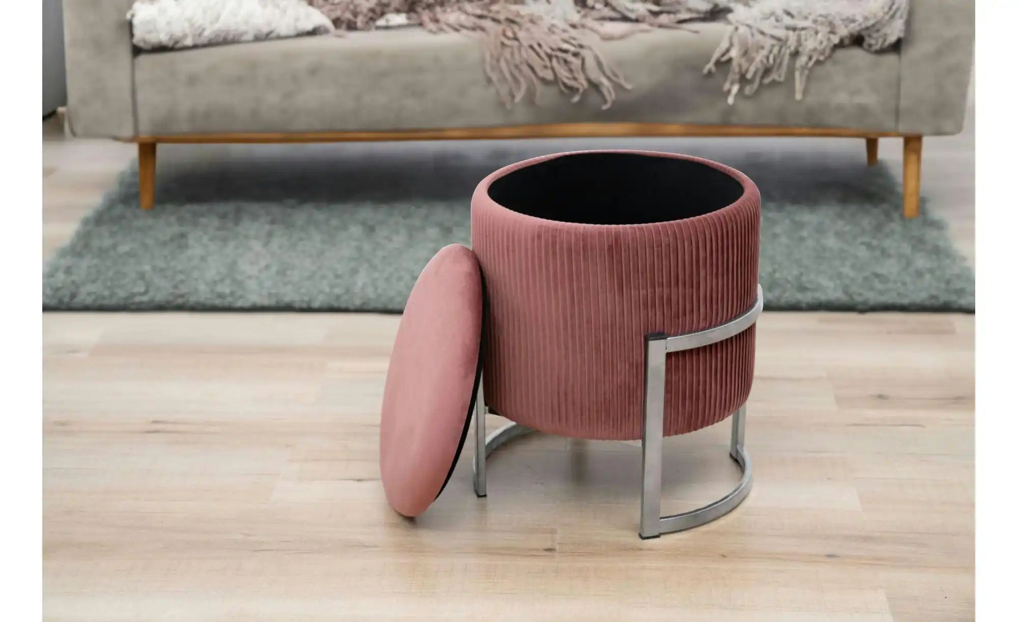 Thumbnail - Pouf mit Stauraum Paloma ¦ rosa/pink Ø: 40 Polstermöbel > Hocker - Höffner