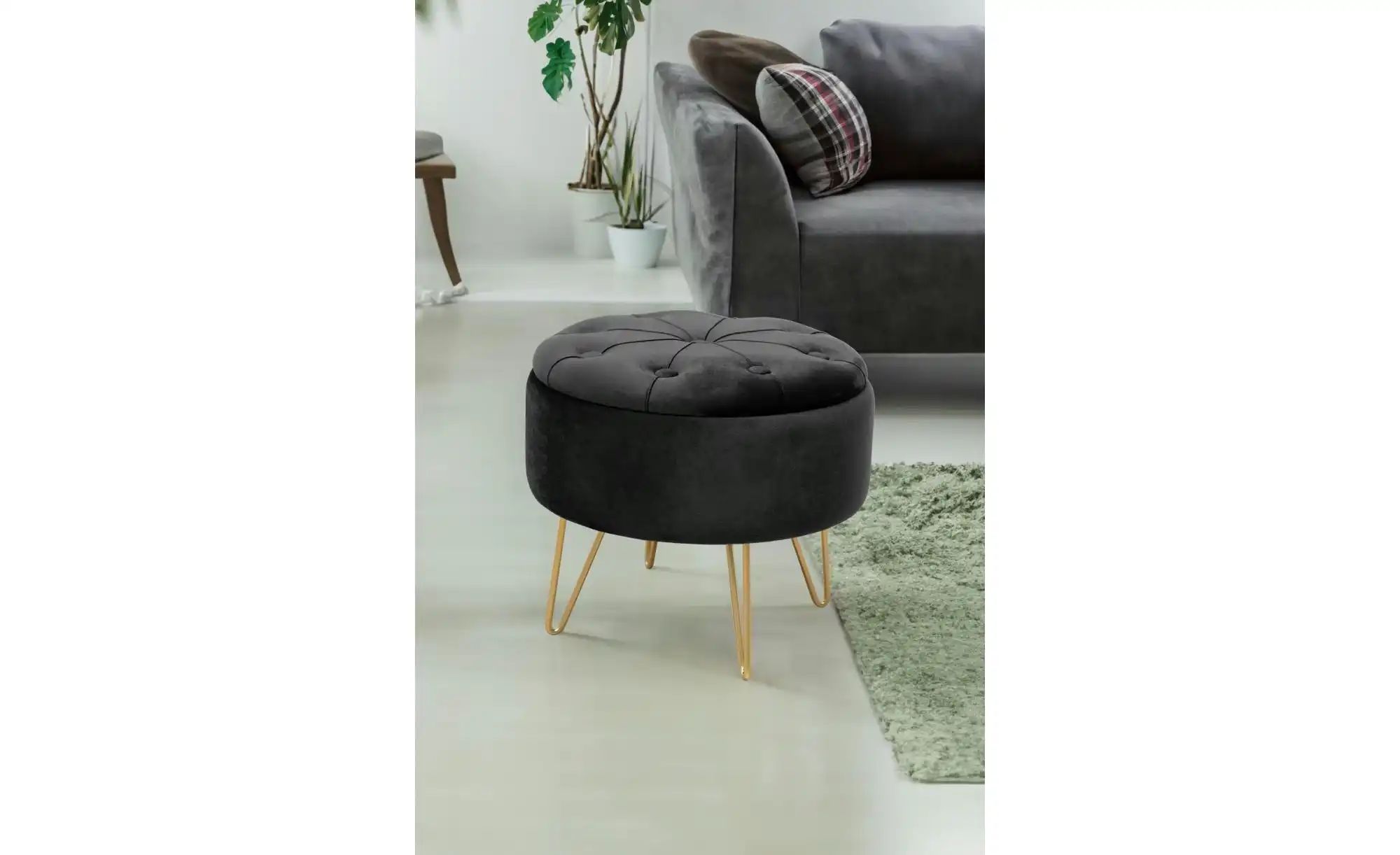 Pouf mit Füßen Anna ¦ schwarz Ø: 38 Polstermöbel > Hocker - Höffner günstig online kaufen