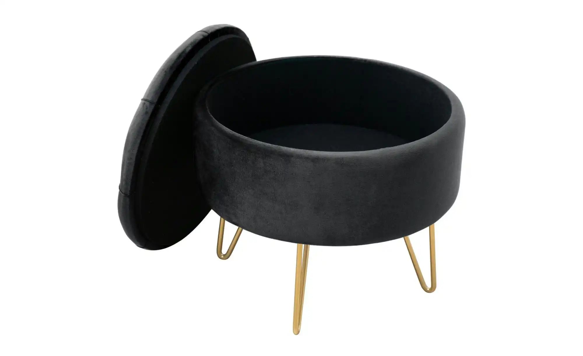 Thumbnail - Pouf mit Füßen Anna ¦ schwarz Ø: 38 Polstermöbel > Hocker - Höffner