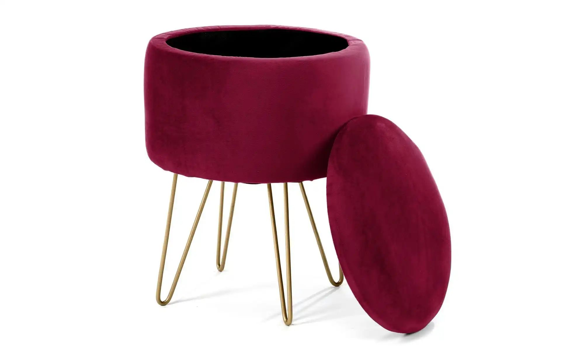 Pouf mit Stauraum Lelia ¦ rot Ø: 35 Polstermöbel > Hocker - Höffner günstig online kaufen