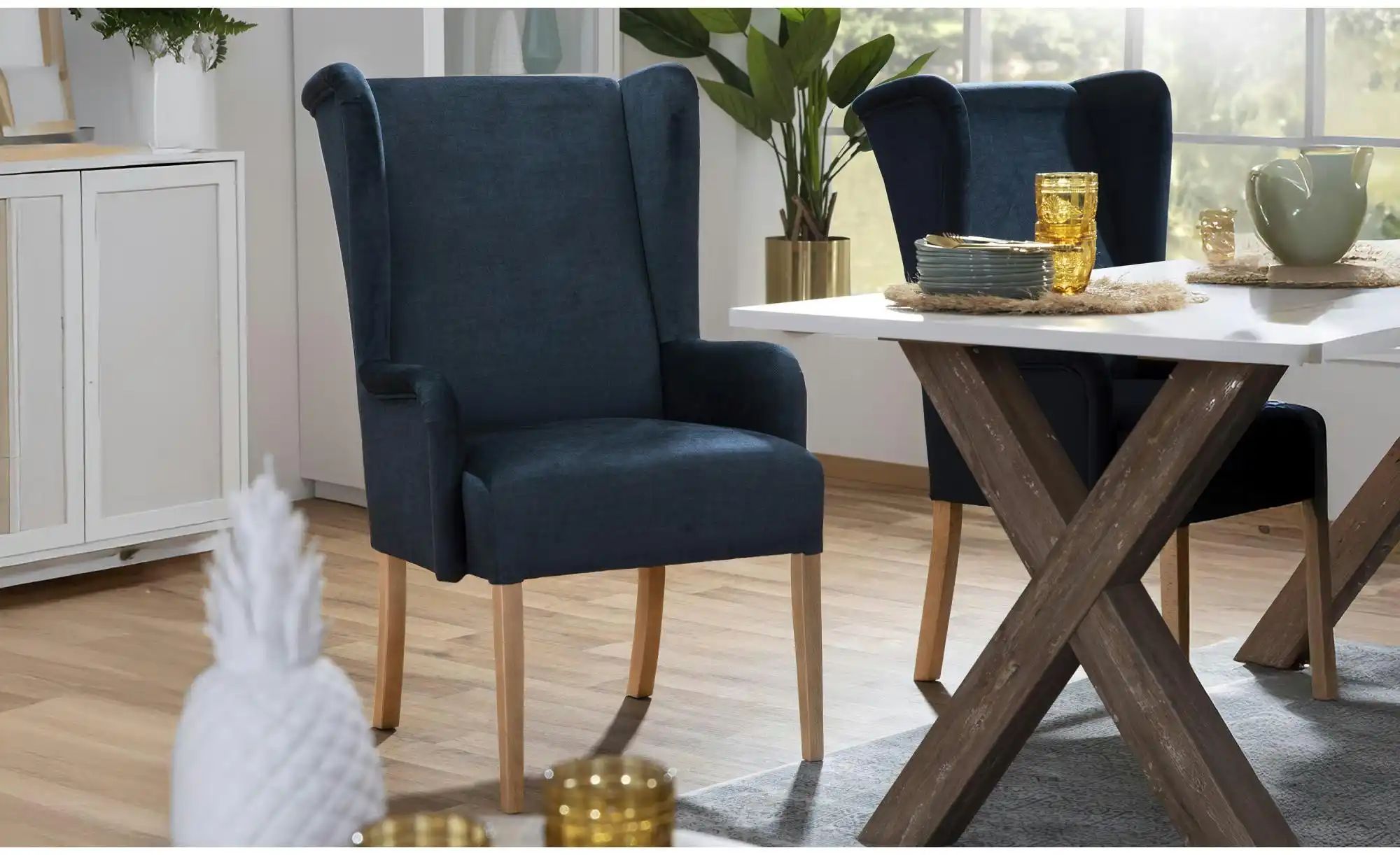 Thumbnail - Max Winzer Polsterstuhl  Hendrick ¦ blau ¦ Maße (cm): B: 62 H: 107 Stühle > Polsterstühle - Höffner