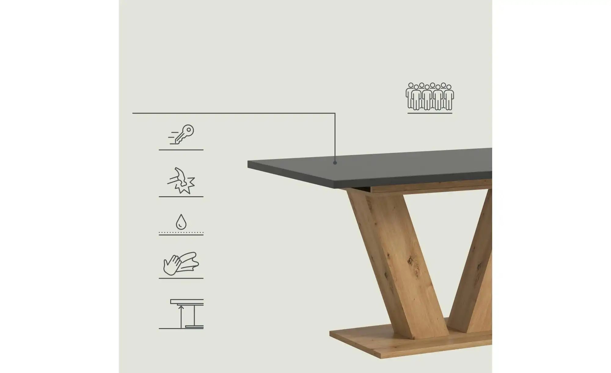 Esstisch ausziehbar  Moritz ¦ grau ¦ Maße (cm): B: 150 H: 76 Tische > Essti günstig online kaufen