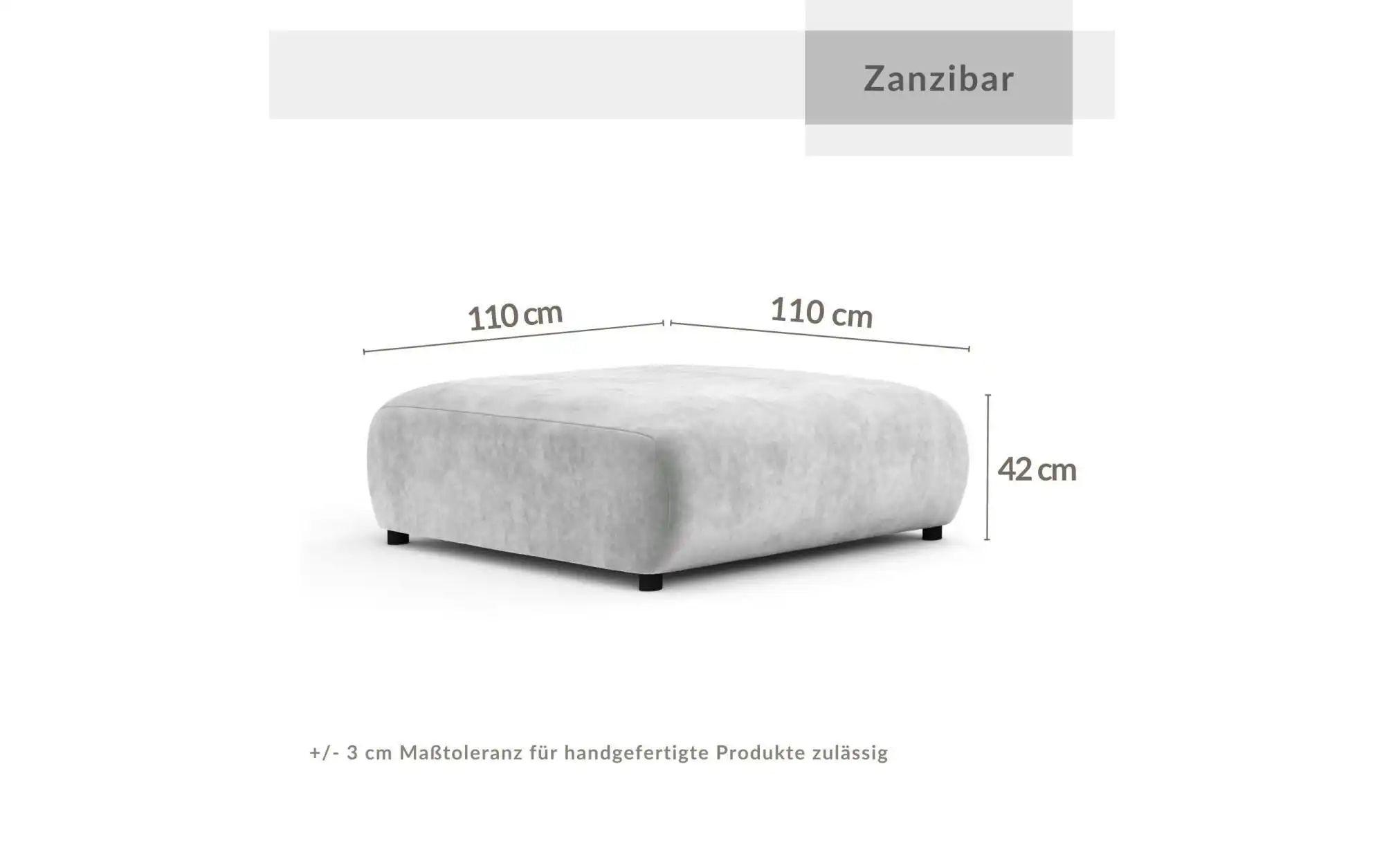 Thumbnail - Hocker  Zanzibar ¦ grau ¦ Maße (cm): B: 110 H: 42 Polstermöbel > Hocker - Höffner