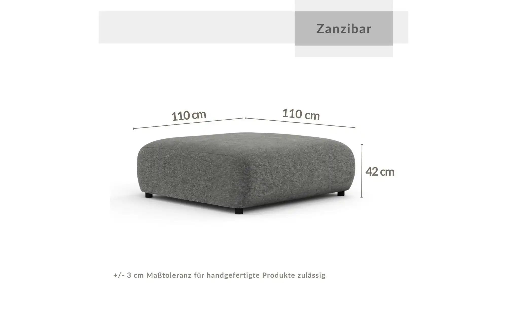 Thumbnail - Hocker  Zanzibar ¦ grau ¦ Maße (cm): B: 110 H: 42 Polstermöbel > Hocker - Höffner