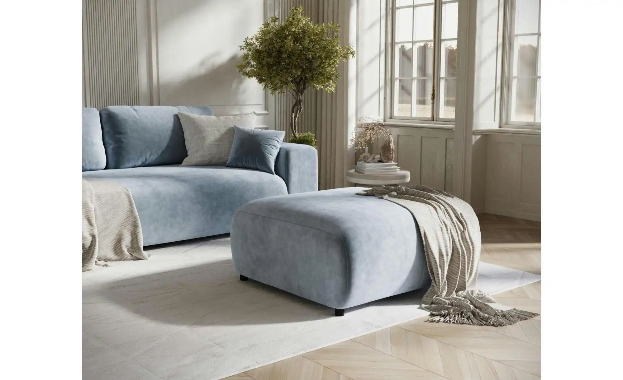 Hocker  Zanzibar  ¦ blau ¦ Maße (cm): B: 88 H: 42 Polstermöbel > Hocker - H günstig online kaufen