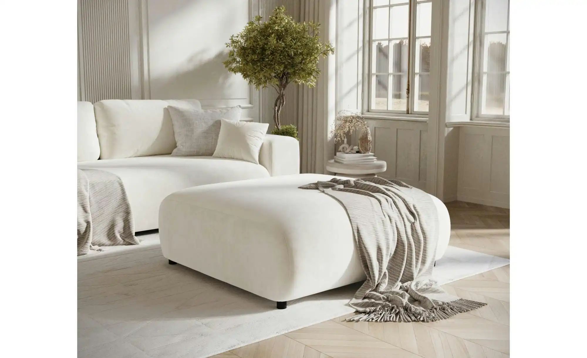 Hocker  Zanzibar ¦ creme ¦ Maße (cm): B: 110 H: 42 Polstermöbel > Hocker - günstig online kaufen