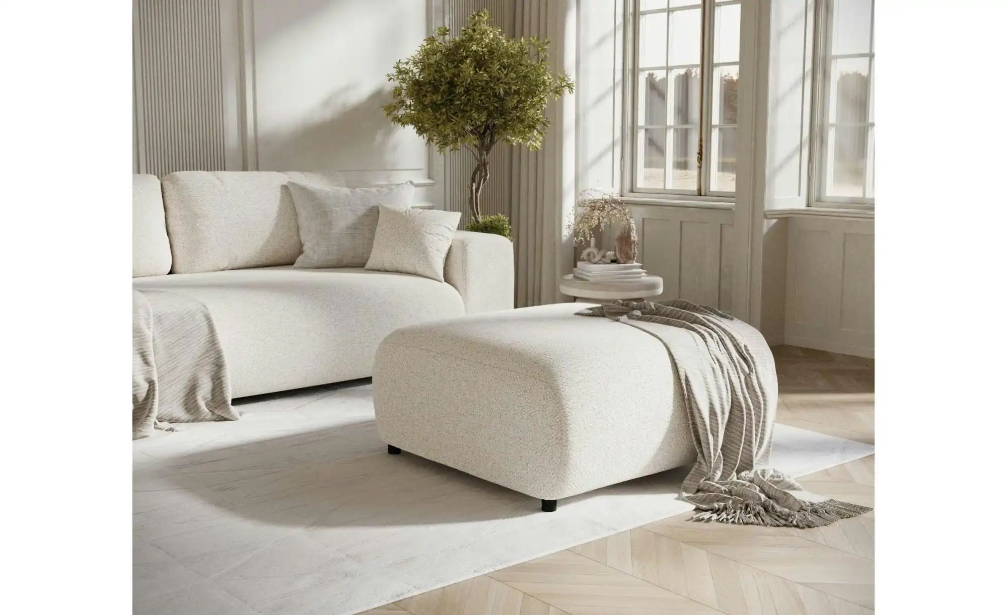 Hocker  Zanzibar ¦ creme ¦ Maße (cm): B: 88 H: 42 Polstermöbel > Hocker - H günstig online kaufen
