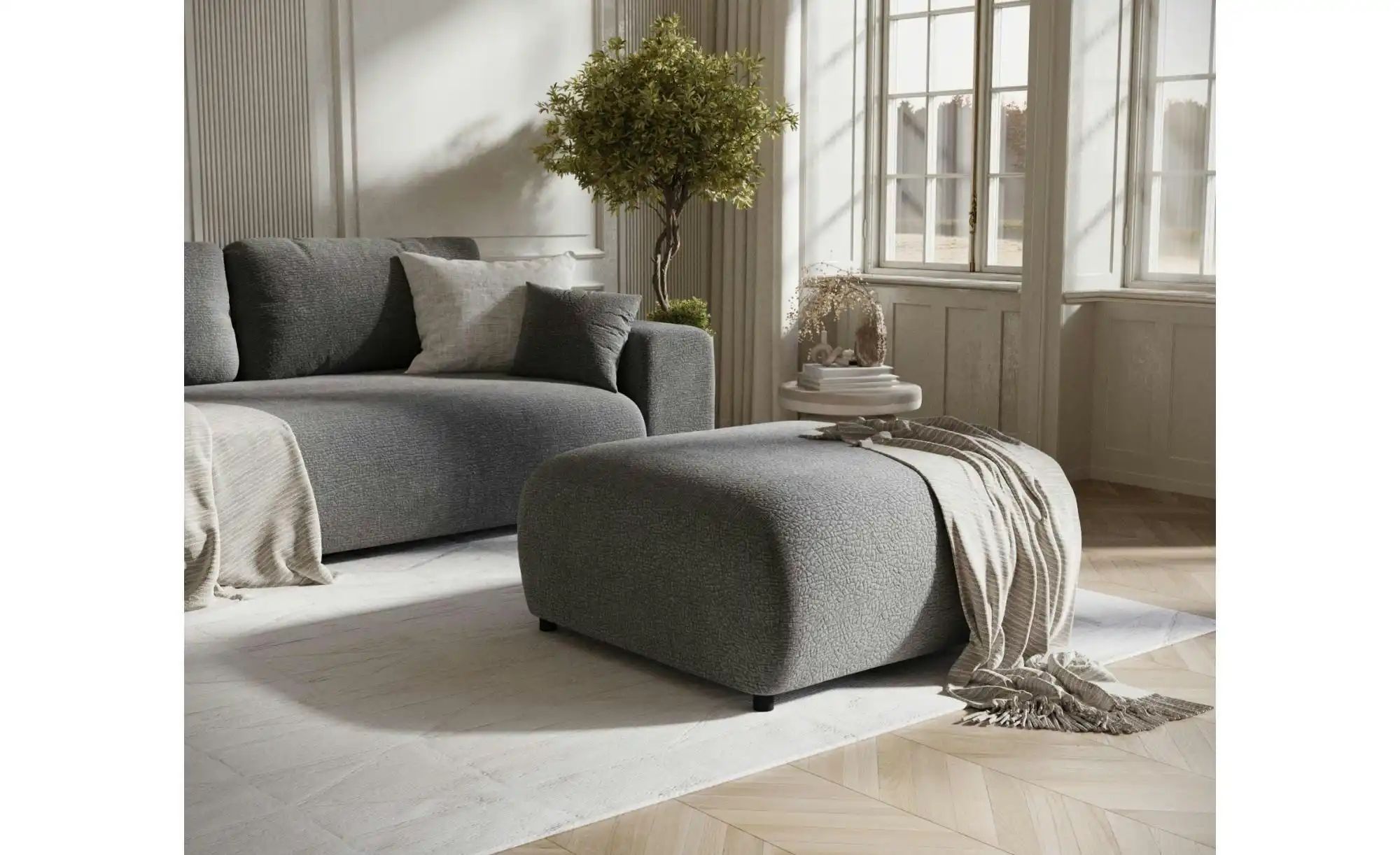 Hocker  Zanzibar ¦ grau ¦ Maße (cm): B: 88 H: 42 Polstermöbel > Hocker - Hö günstig online kaufen