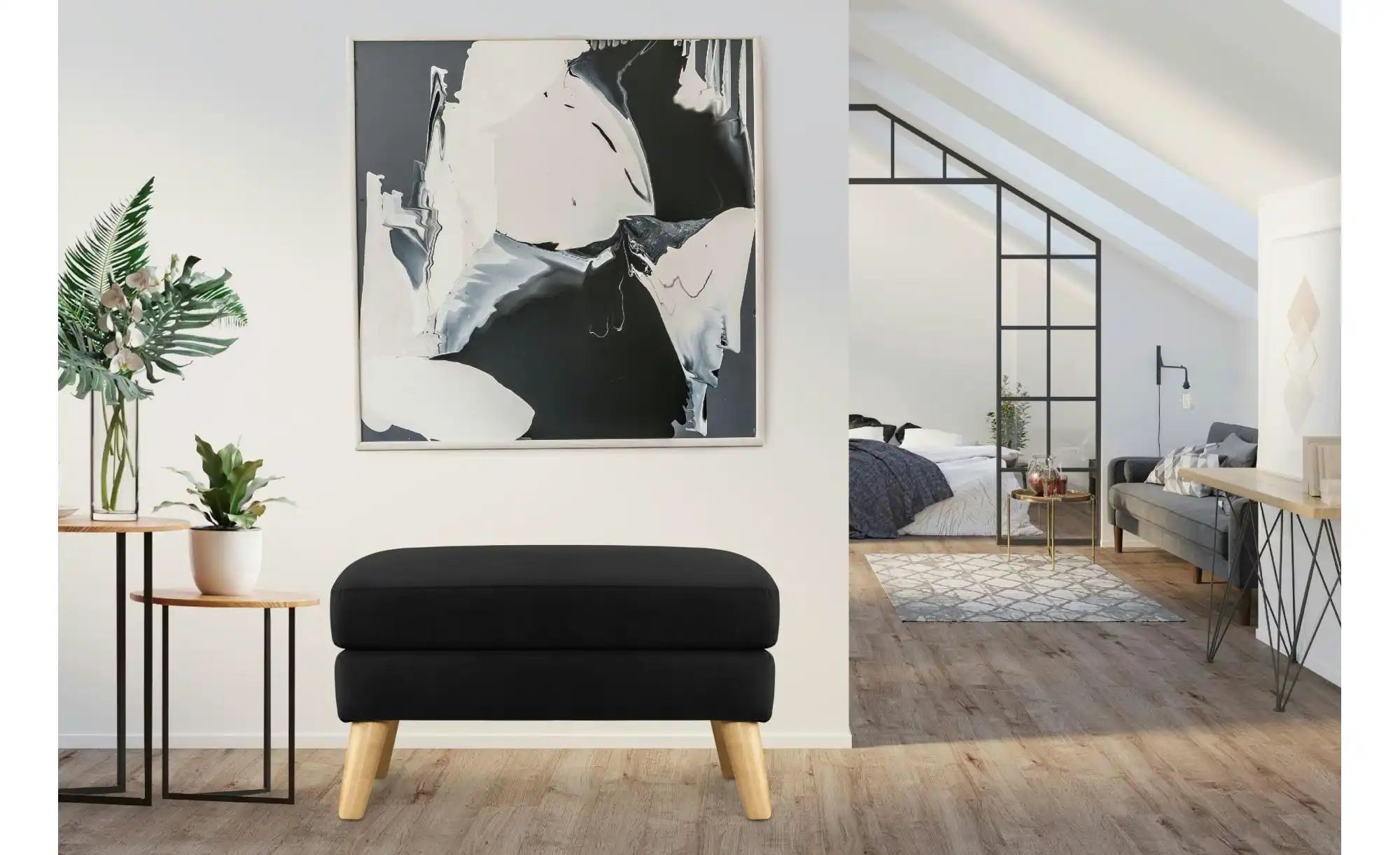 Thumbnail - KONSIMO Hocker Tagio ¦ schwarz ¦ Maße (cm): B: 80 H: 46 Polstermöbel > Hocker - Höffner