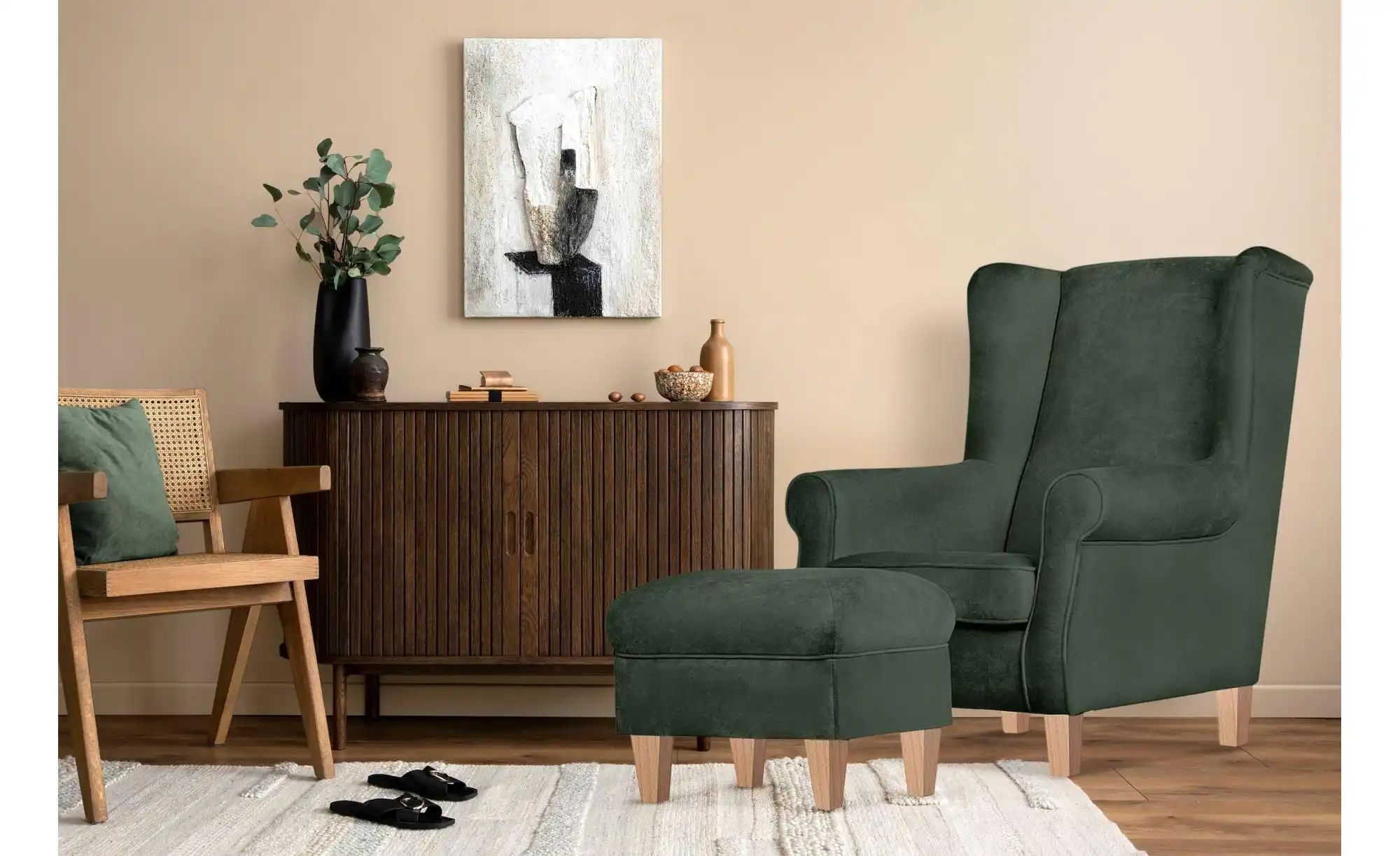 KONSIMO Hocker   ¦ grün ¦ Maße (cm): B: 55 H: 42 Polstermöbel > Hocker - Hö günstig online kaufen