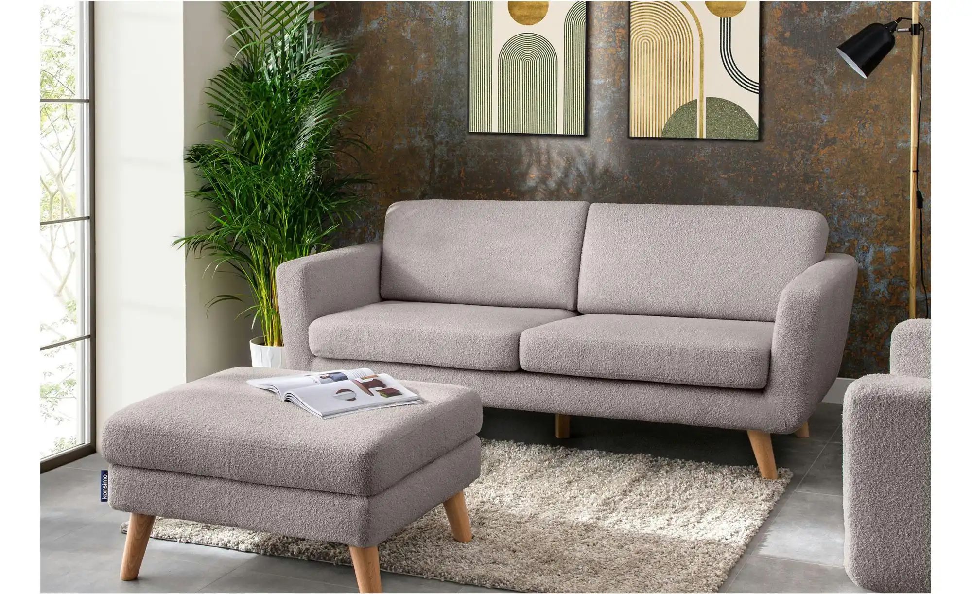 KONSIMO Hocker   ¦ grau ¦ Maße (cm): B: 80 H: 46 Polstermöbel > Hocker - Hö günstig online kaufen