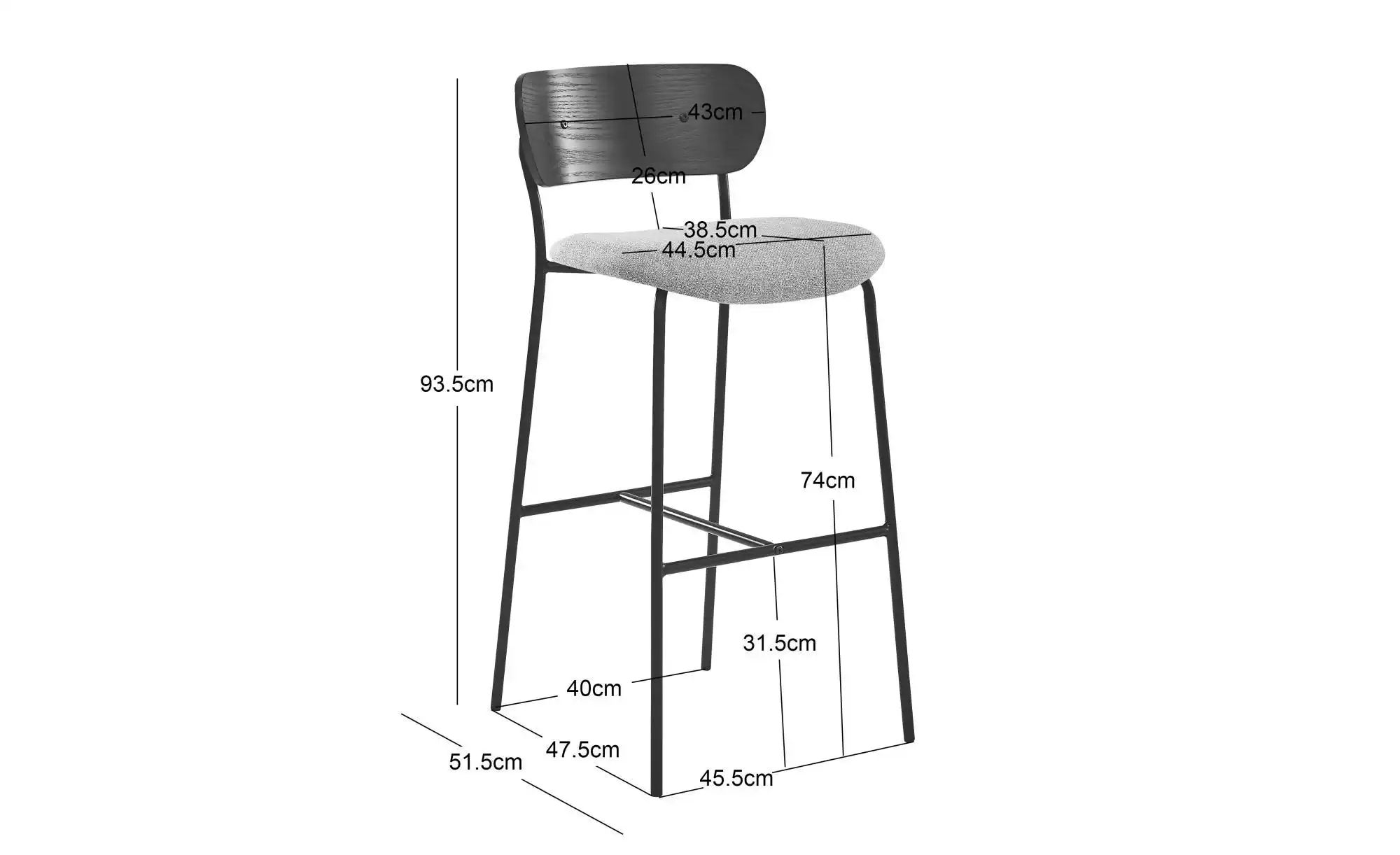 Barhocker 2er-Set   ¦ grau ¦ Maße (cm): B: 45,5 H: 93,5 Polstermöbel > Hock günstig online kaufen