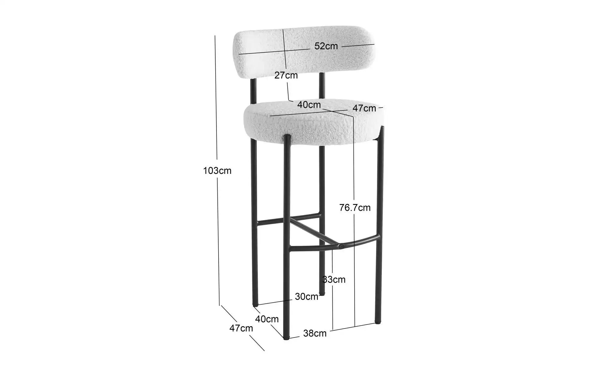 Barhocker 2er-Set   ¦ weiß ¦ Maße (cm): B: 47 H: 103 Polstermöbel > Hocker günstig online kaufen