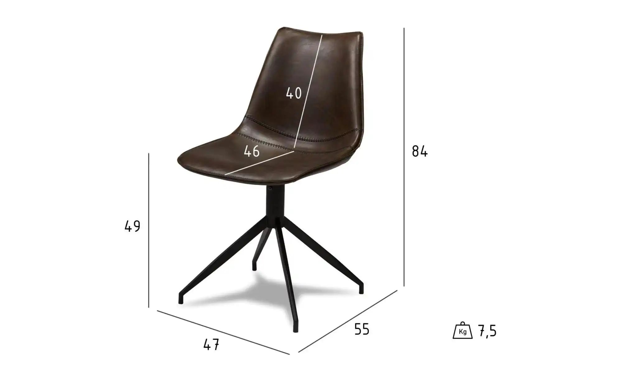 Furnhouse Esszimmerstuhl 2er-Set  Isabel ¦ braun ¦ Maße (cm): B: 47 H: 84 S günstig online kaufen