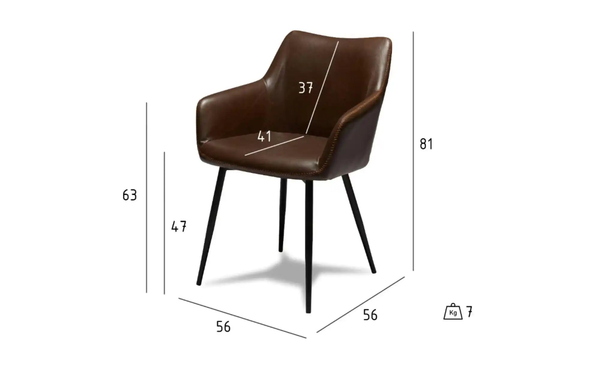 Furnhouse Esszimmerstuhl 2er-Set  Maria ¦ braun ¦ Maße (cm): B: 56 H: 81 St günstig online kaufen