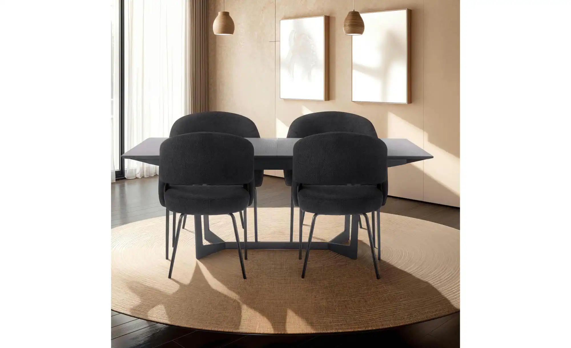 Furnhouse Esszimmerstuhl 2er-Set  Natalie ¦ schwarz ¦ Maße (cm): B: 57 H: 8 günstig online kaufen