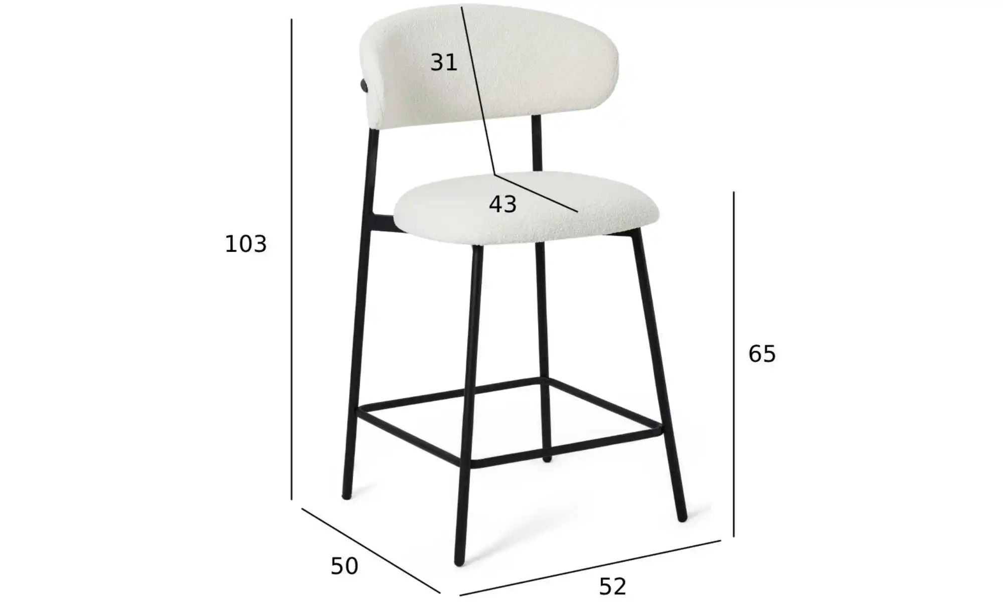 Furnhouse Barstuhl 2er-Set  Diana ¦ creme ¦ Maße (cm): B: 52 H: 103 Polster günstig online kaufen