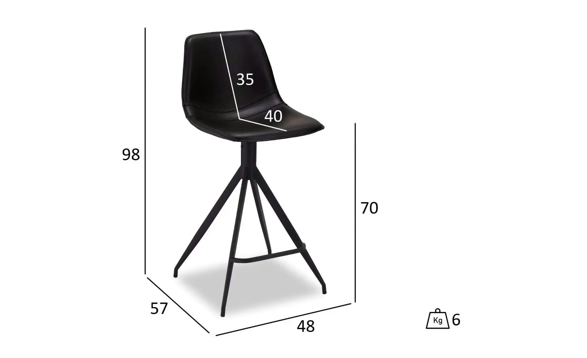 Furnhouse Barstuhl 2er-Set  Isabel ¦ schwarz ¦ Maße (cm): B: 48 H: 98 Polst günstig online kaufen