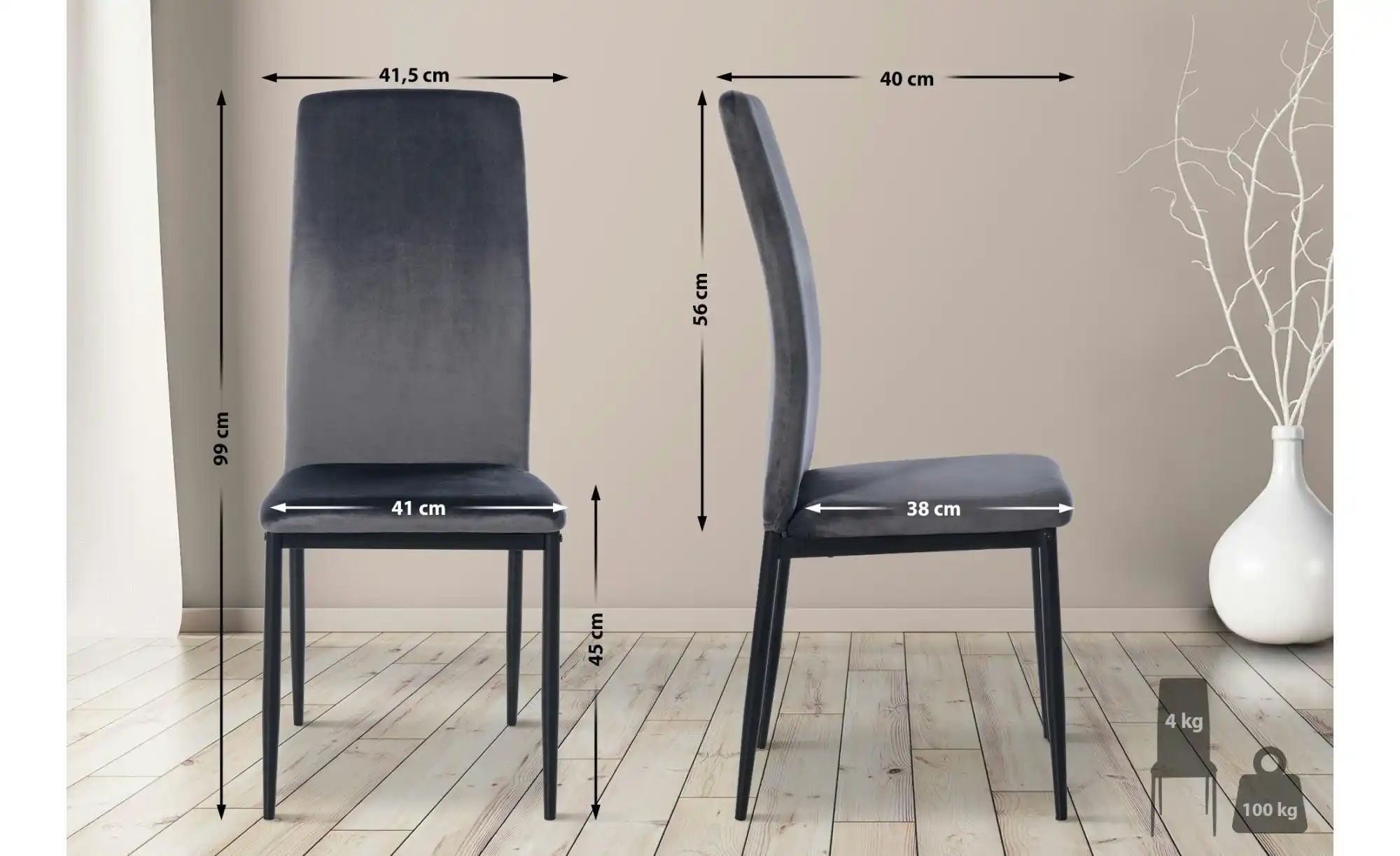 Esszimmerstuhl Kunstleder Savino ¦ grau ¦ Maße (cm): B: 41,5 H: 99 Stühle > günstig online kaufen