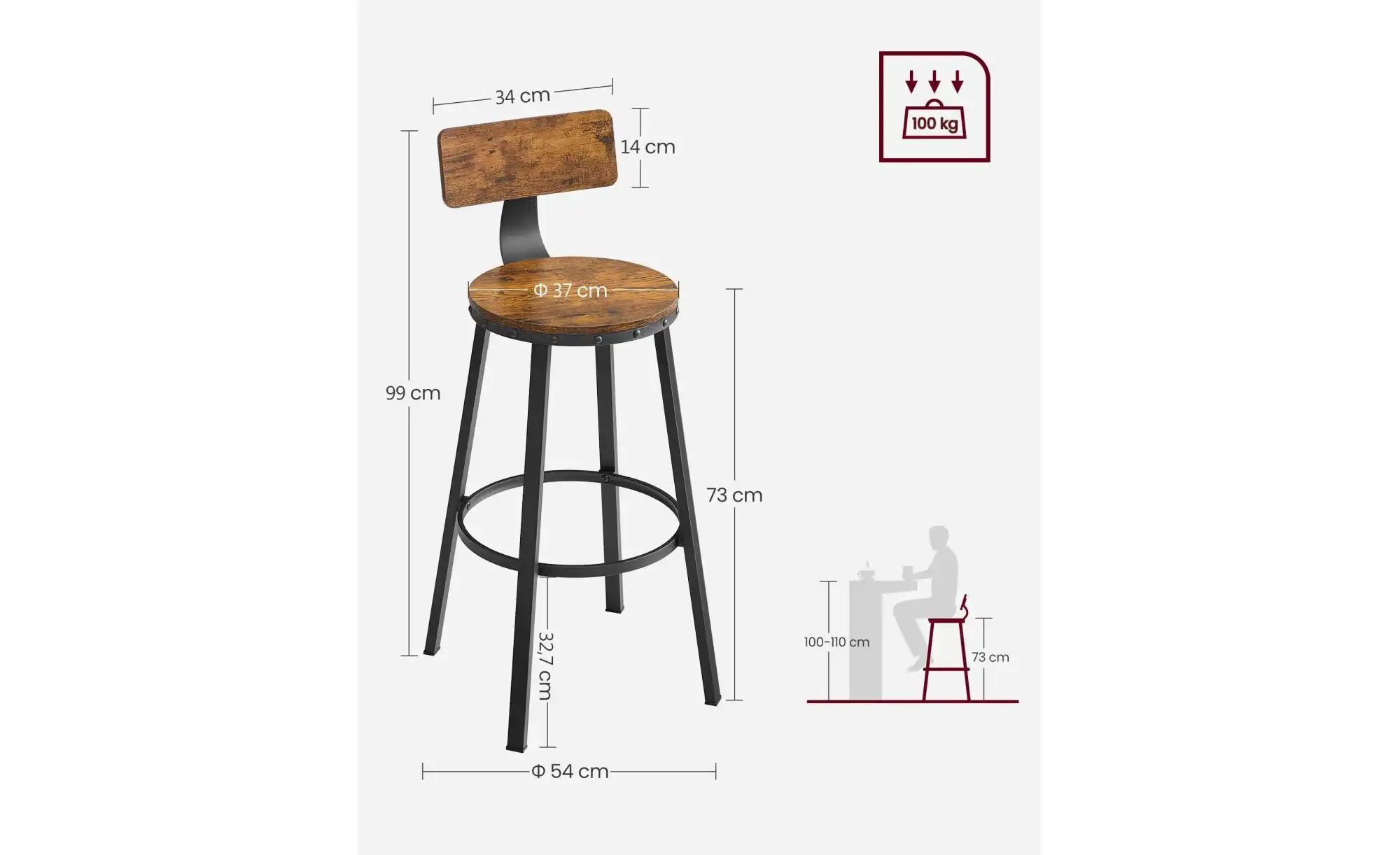 Barhocker 2er-Set   ¦ braun ¦ Maße (cm): B: 54 H: 99 Polstermöbel > Hocker günstig online kaufen