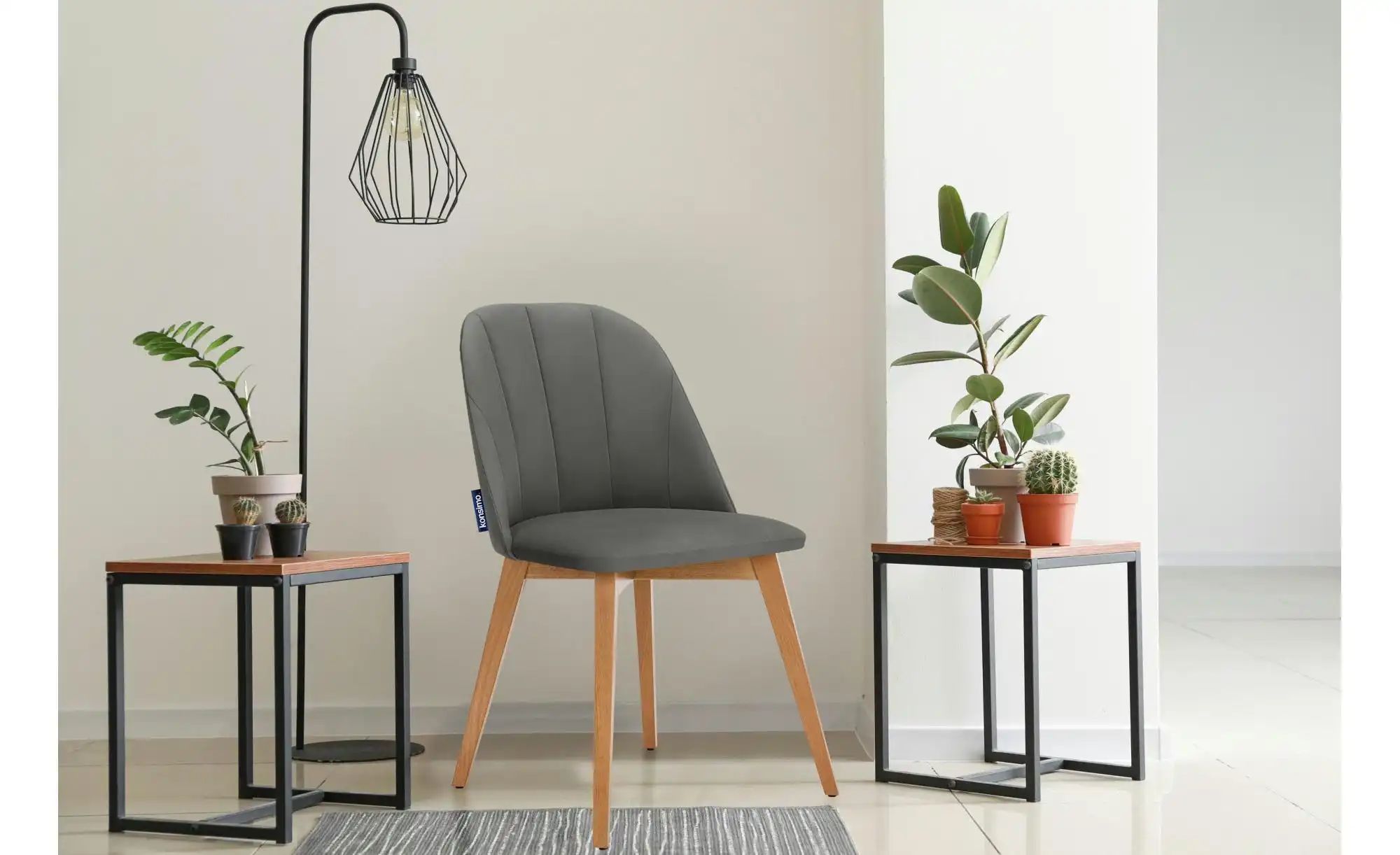 KONSIMO Polsterstuhl 2er-Set   ¦ grau ¦ Maße (cm): B: 48 H: 86 Stühle > Pol günstig online kaufen