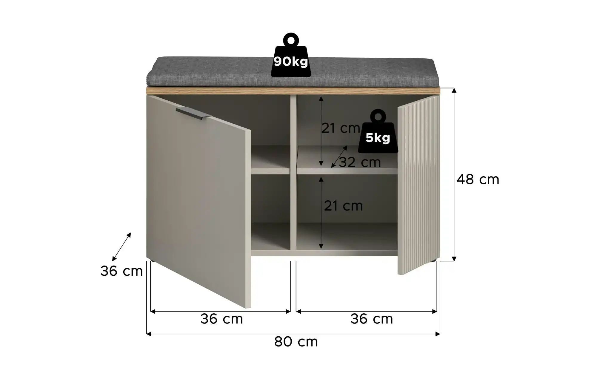 Thumbnail - Sitzbank   ¦ creme ¦ Maße (cm): B: 80 H: 48 Bänke > Einzelbänke - Höffner