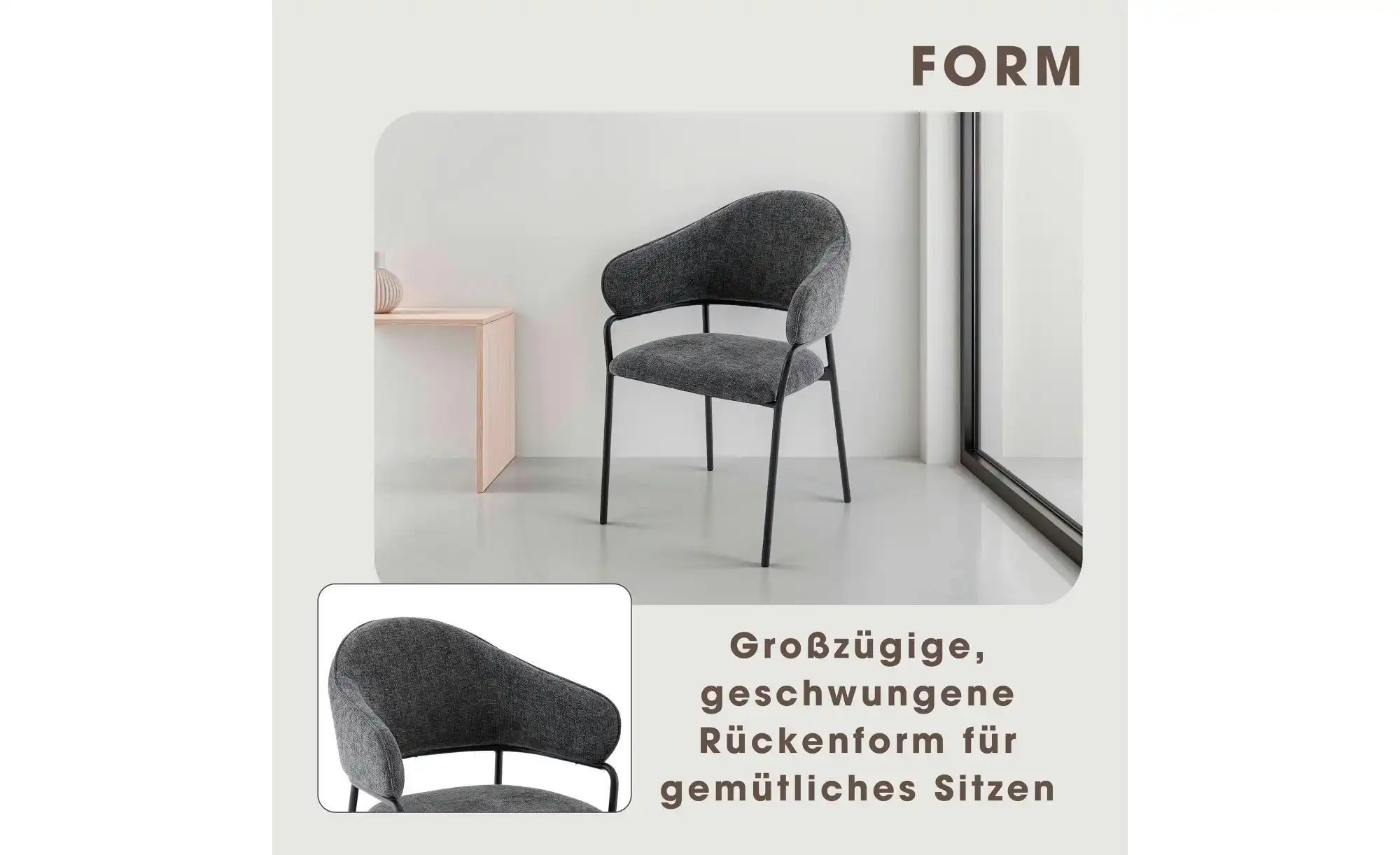 by Living Stuhl 2er-Set   ¦ grau ¦ Maße (cm): B: 60 H: 86 Stühle > Esszimme günstig online kaufen