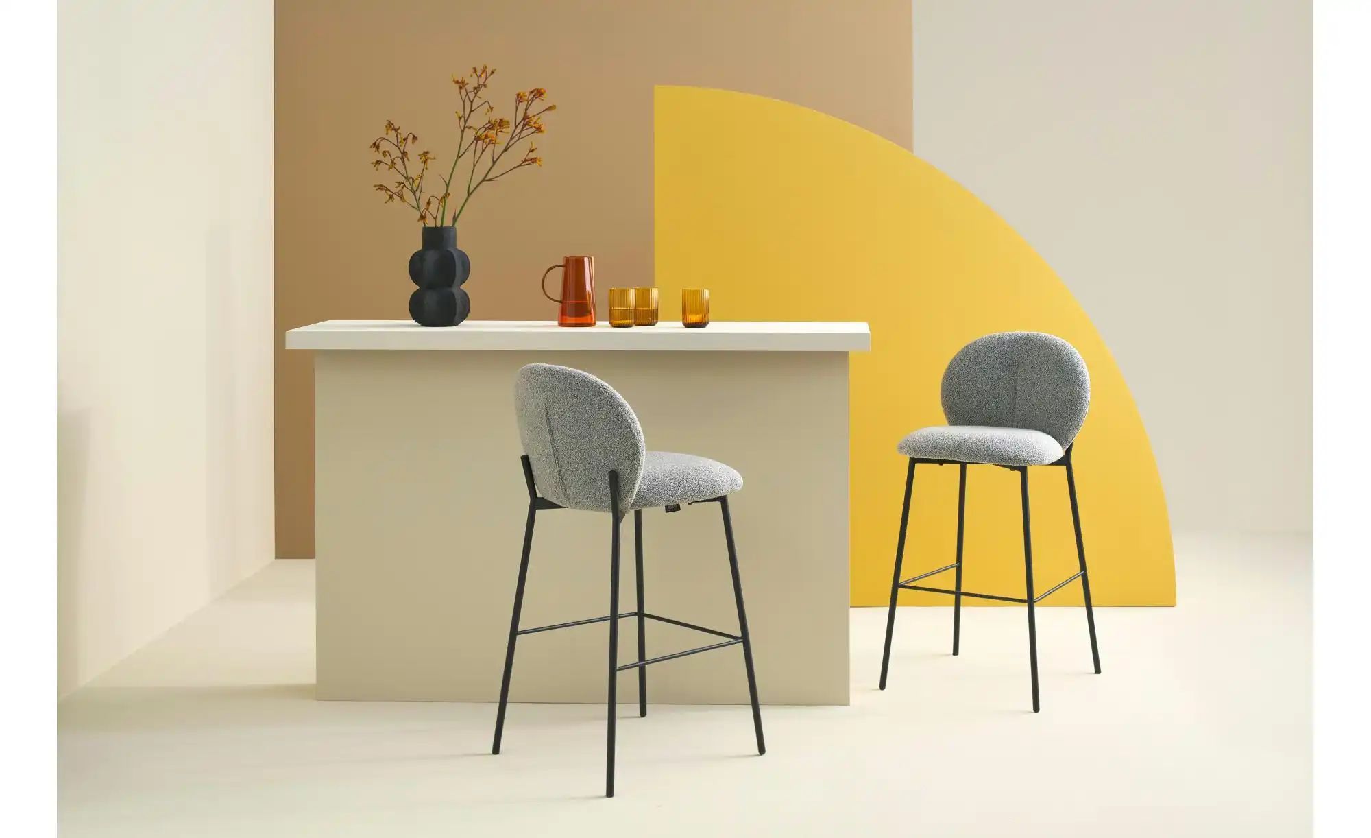 SCHÖNER WOHNEN Kollektion Barhocker 2er-Set   ¦ grau ¦ Maße (cm): B: 47 H: günstig online kaufen