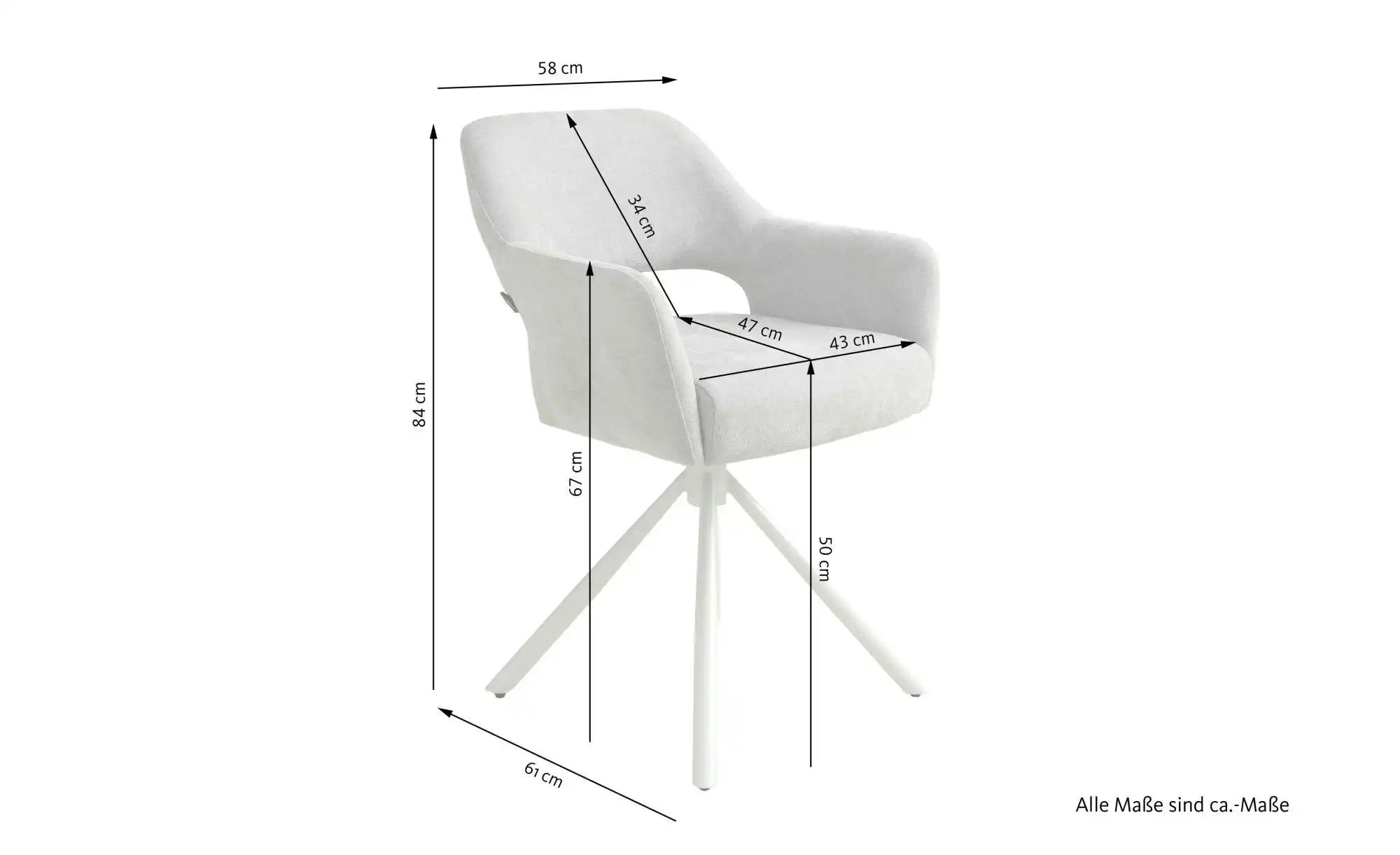 SCHÖNER WOHNEN Kollektion Stuhl  Stavanger ¦ grau ¦ Maße (cm): B: 58 H: 84 günstig online kaufen