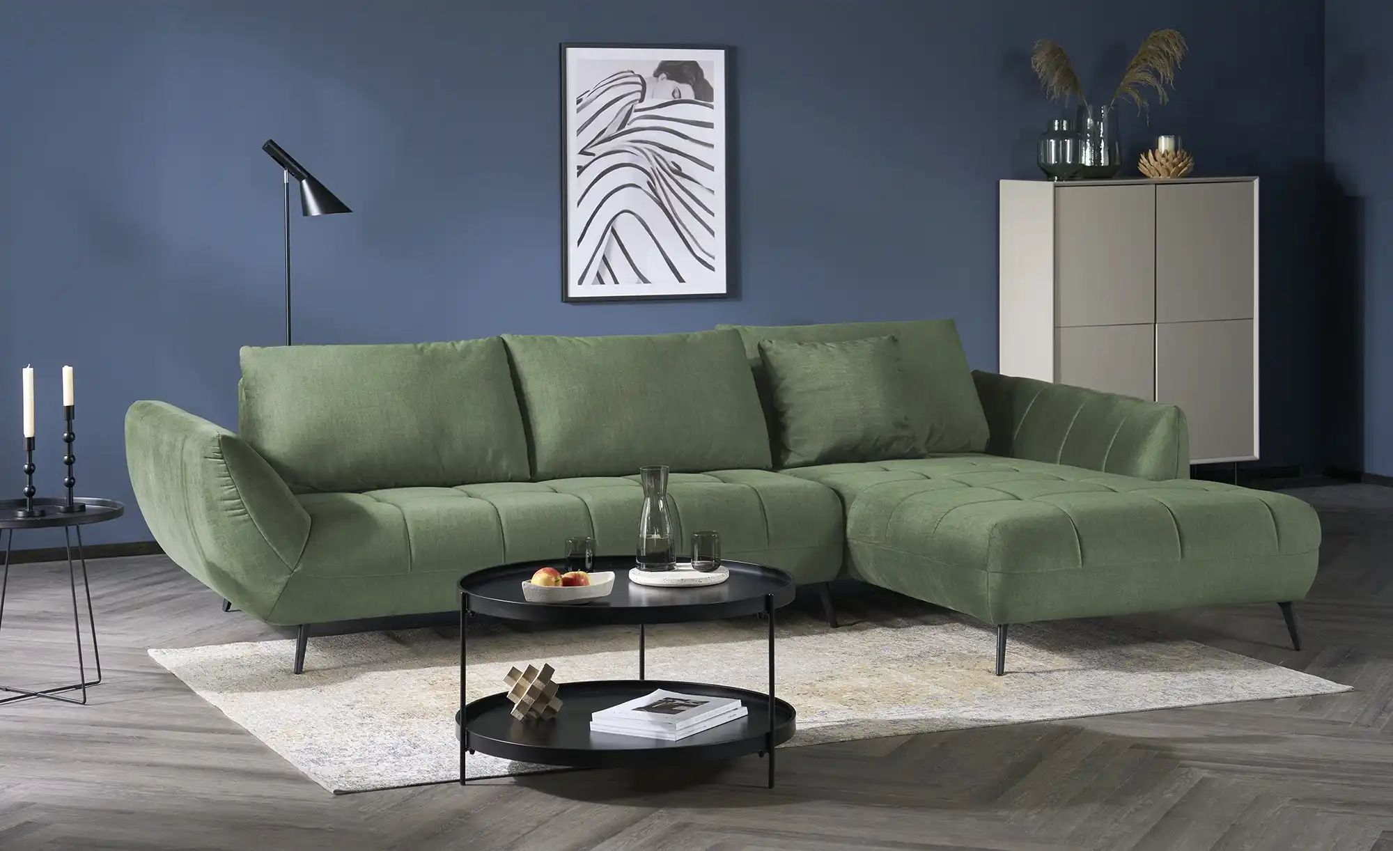 bobb Ecksofa mit Sitztiefenverstellung Carly ¦ grün ¦ Maße (cm): B: 313 H: günstig online kaufen