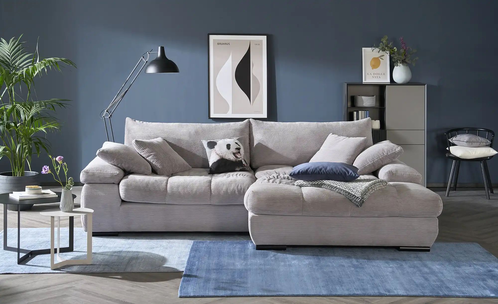 bobb Ecksofa mit trendigem Cordbezug Hella ¦ grau ¦ Maße (cm): B: 303 H: 96 günstig online kaufen