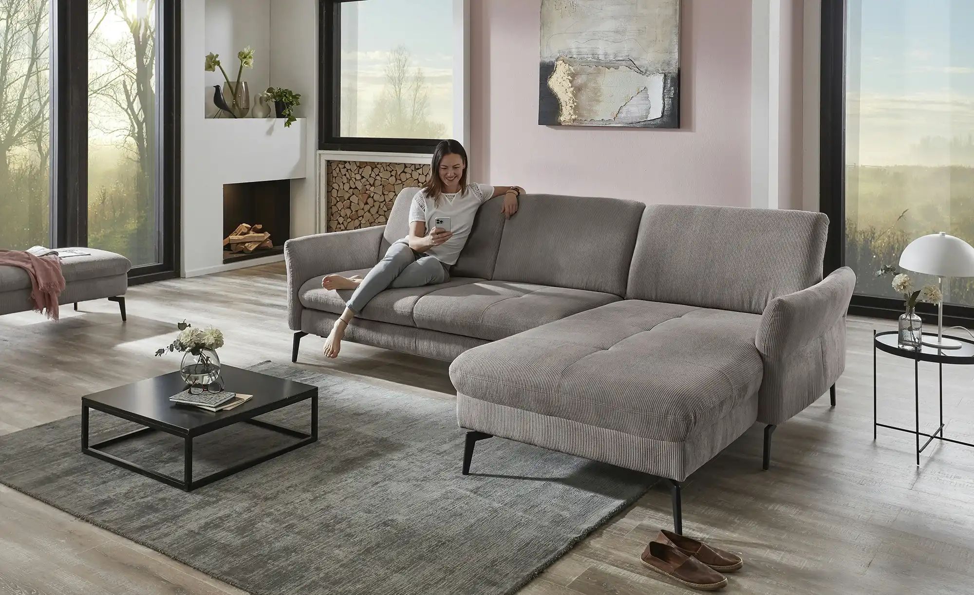 Thumbnail - meinSofa Ecksofa Cord DANTE ¦ grau Polstermöbel > Sofas > 3-Sitzer - Höffner