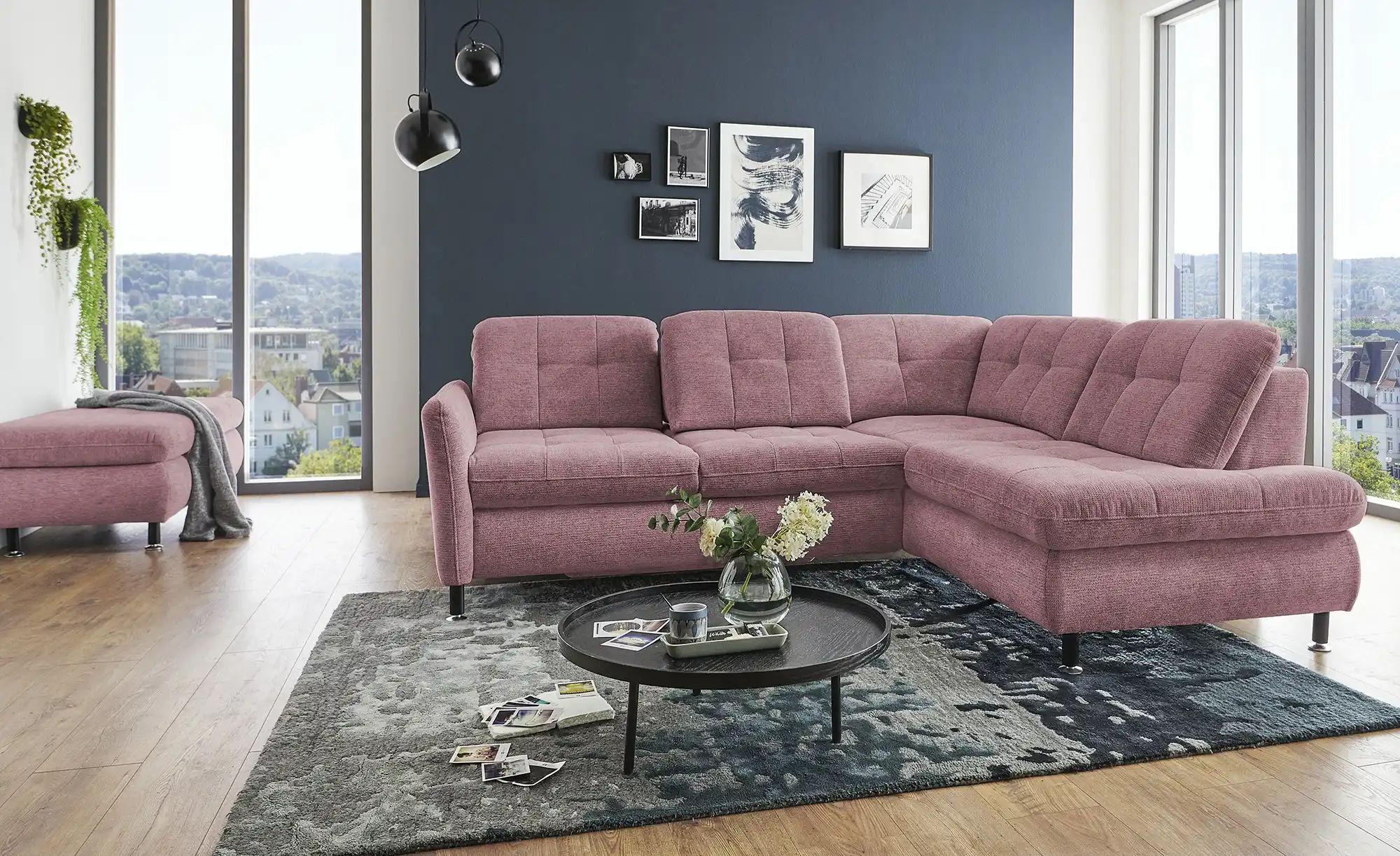 Thumbnail - Lounge Collection Polsterhocker Liora ¦ rosa/pink ¦ Maße (cm): B: 129 H: 47 T: 64.0 Polstermöbel > Hocker - Höffner