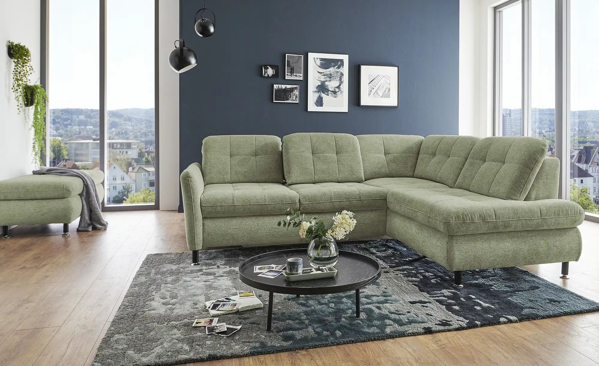 Thumbnail - Lounge Collection Polsterhocker Liora ¦ grün ¦ Maße (cm): B: 129 H: 47 T: 64.0 Polstermöbel > Hocker - Höffner
