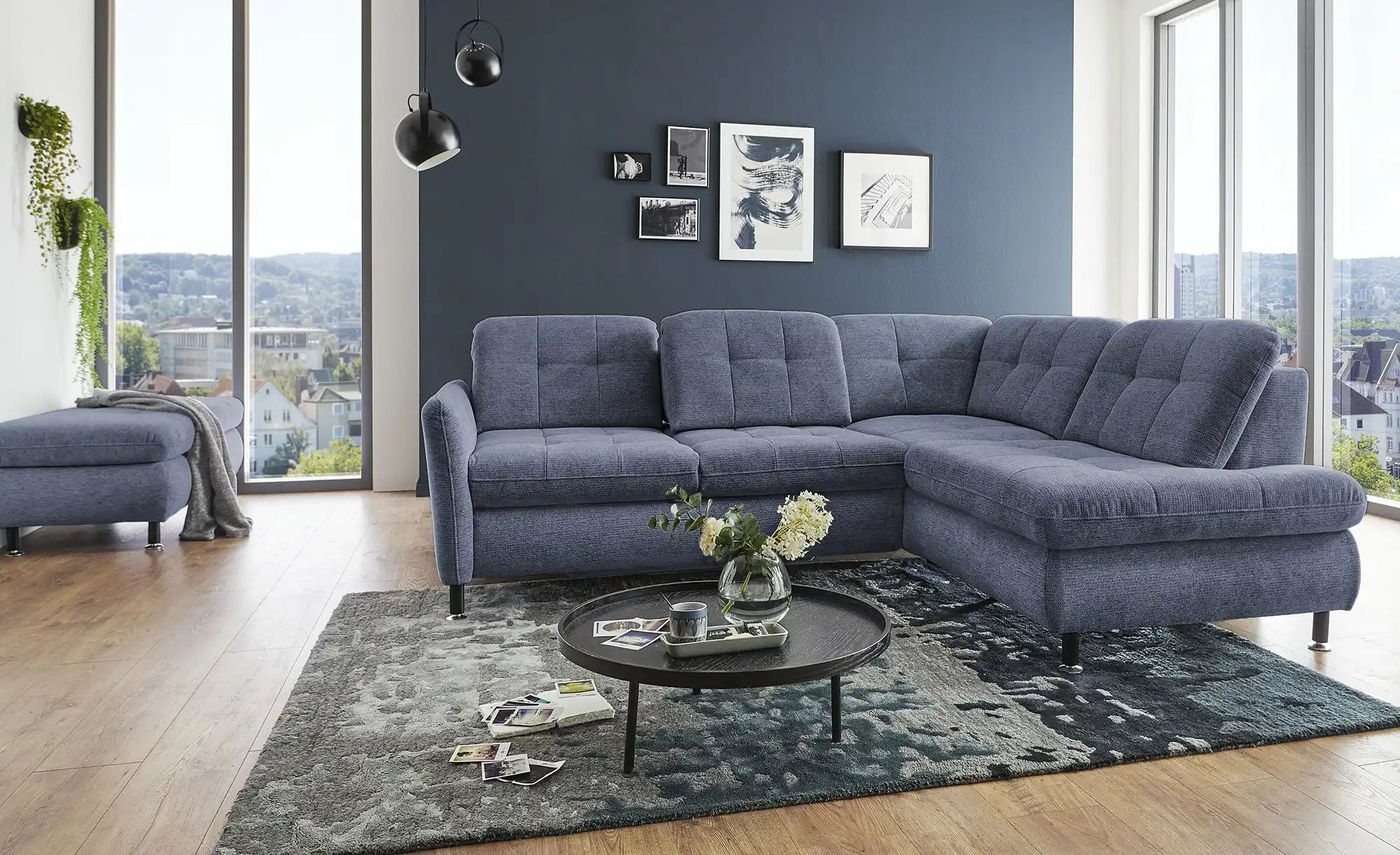 Thumbnail - Lounge Collection Polsterhocker Liora ¦ blau ¦ Maße (cm): B: 129 H: 47 T: 64.0 Polstermöbel > Hocker - Höffner