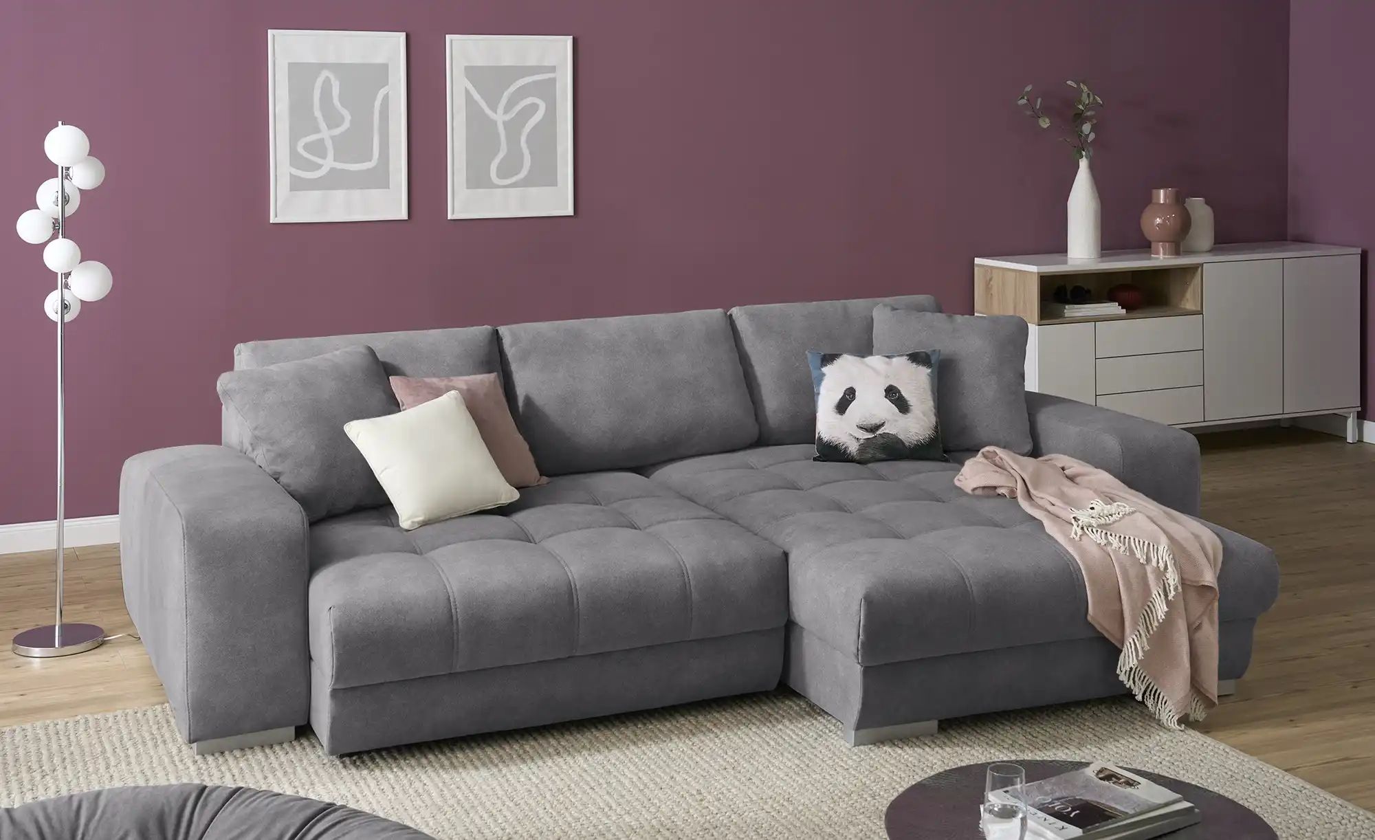 Thumbnail - bobb Ecksofa mit pflegeleichtem Bezugsstoff Caro II ¦ grau ¦ Maße (cm): B: 305 H: 87 T: 202.0 Polstermöbel > Sofas > Eck...