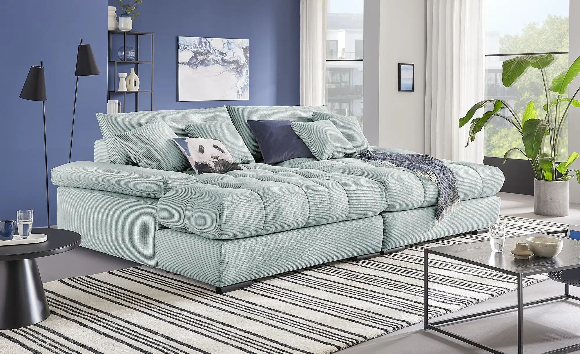 bobb Big Sofa  Hella ¦ blau ¦ Maße (cm): B: 310 H: 96 T: 203 Polstermöbel > günstig online kaufen