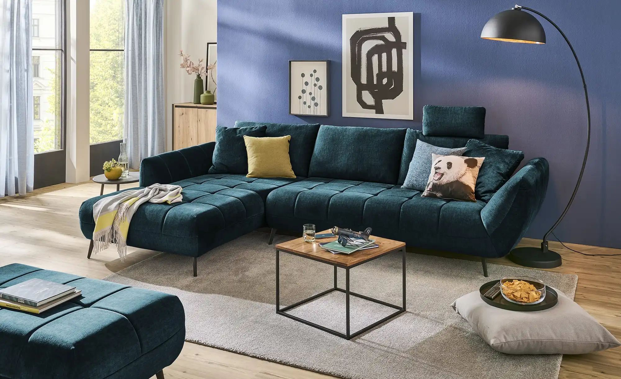 bobb Ecksofa mit Sitztiefenverstellung Carly ¦ blau ¦ Maße (cm): B: 313 H: günstig online kaufen