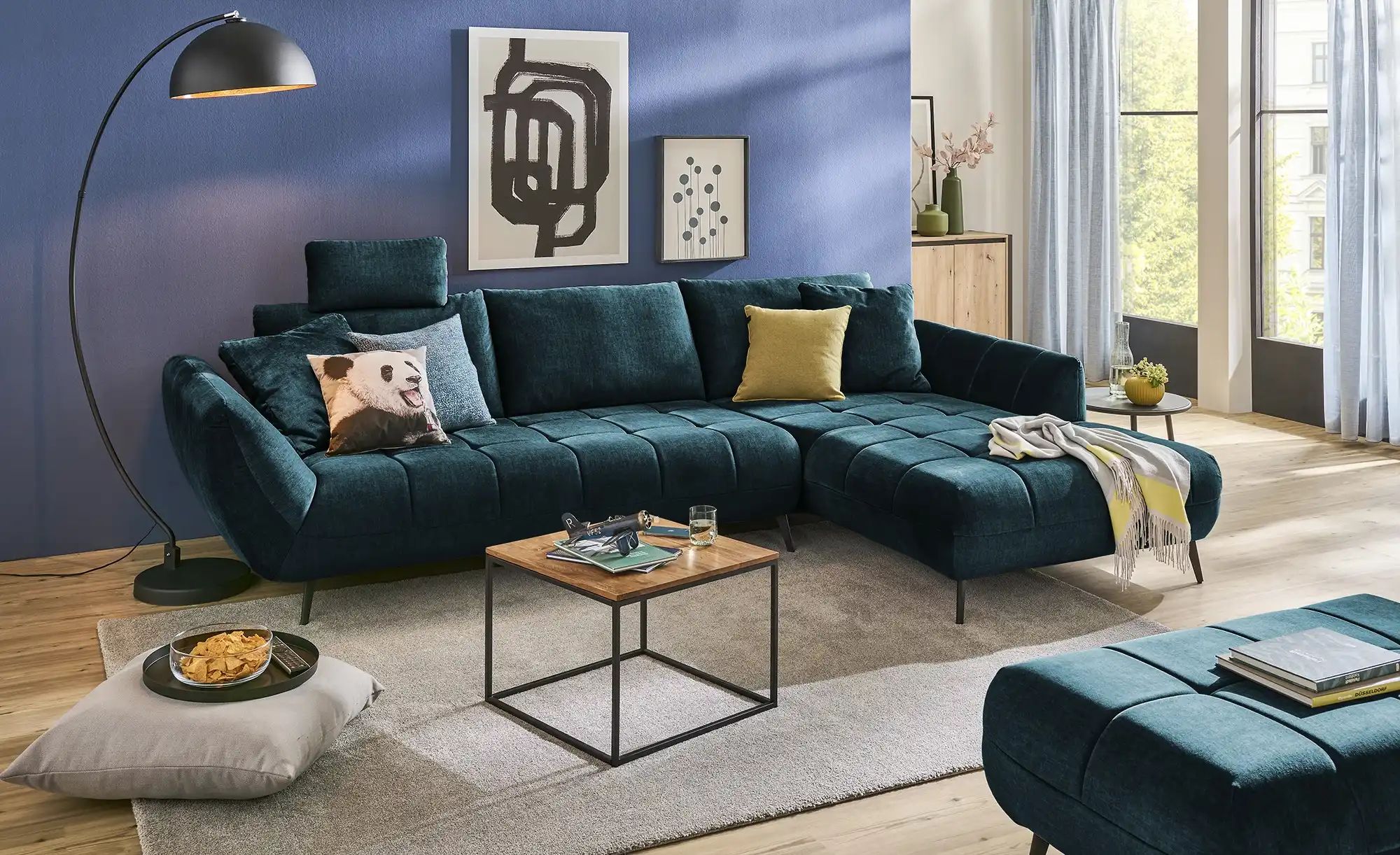 bobb Ecksofa mit Sitztiefenverstellung Carly ¦ blau ¦ Maße (cm): B: 313 H: günstig online kaufen