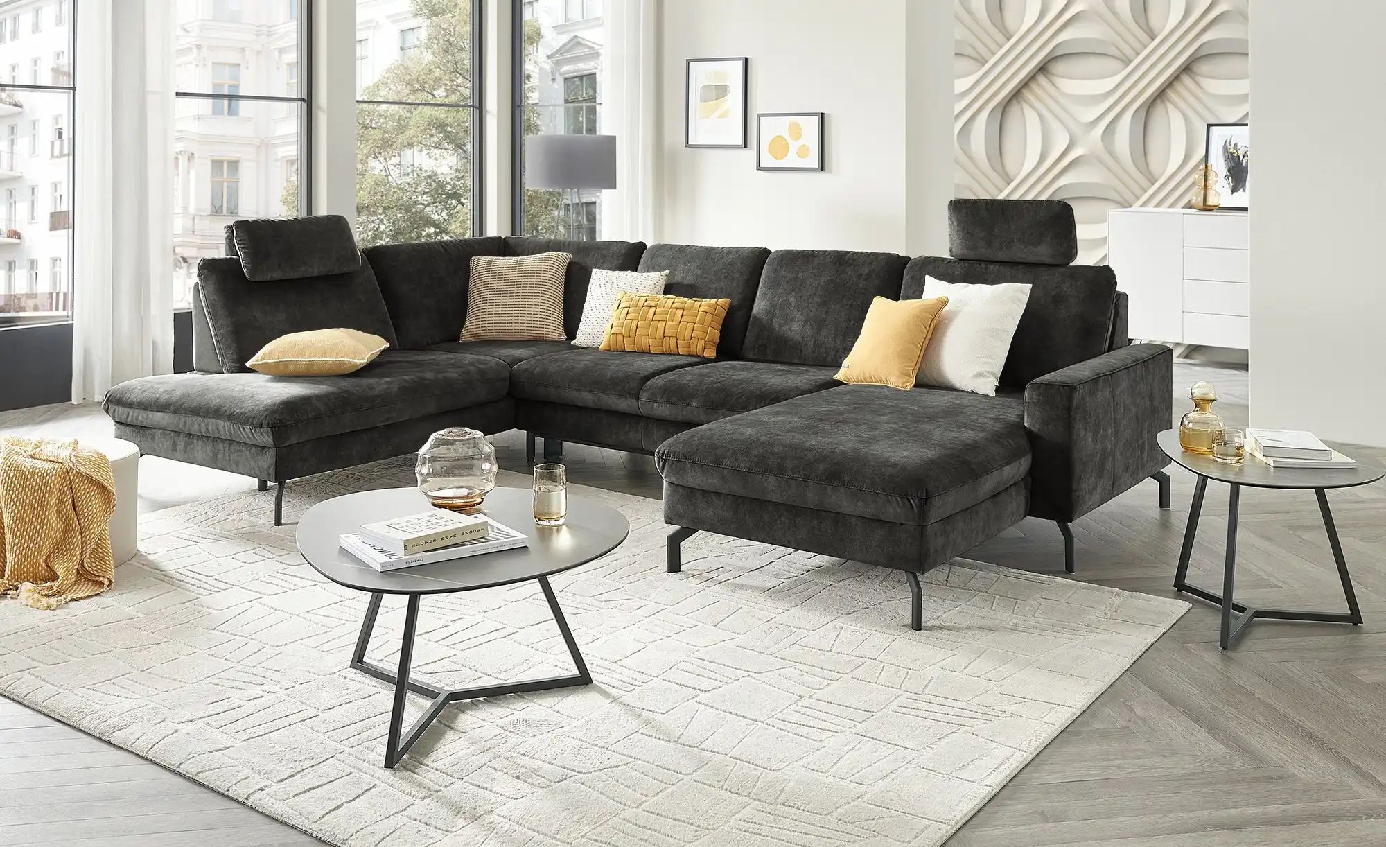 meinSofa Wohnlandschaft aus Mikrofaser Grace ¦ grau ¦ Maße (cm): B: 332 H: günstig online kaufen